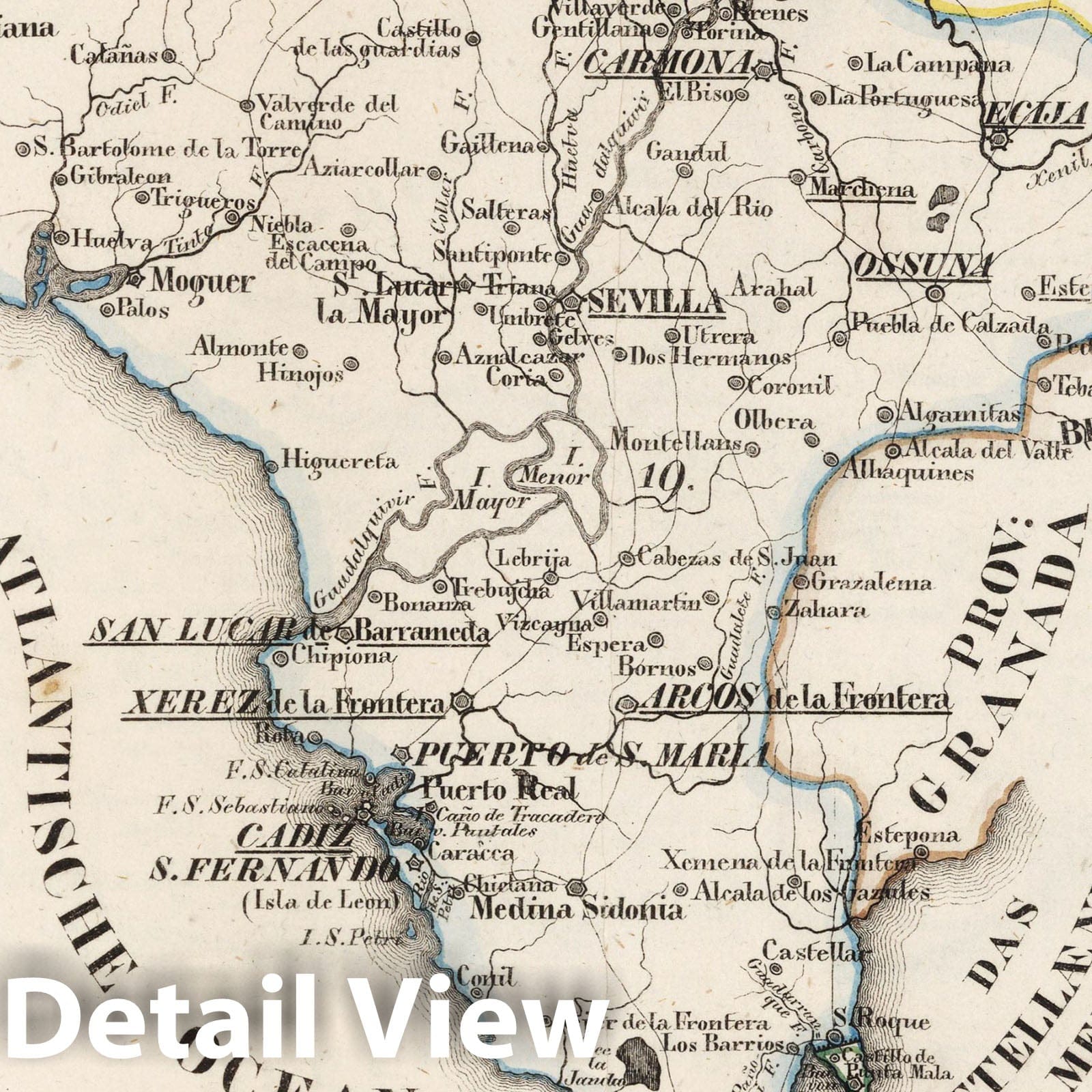 Seville Province Spain 1825 Historical Map Print - Hand-Colored Lithograph