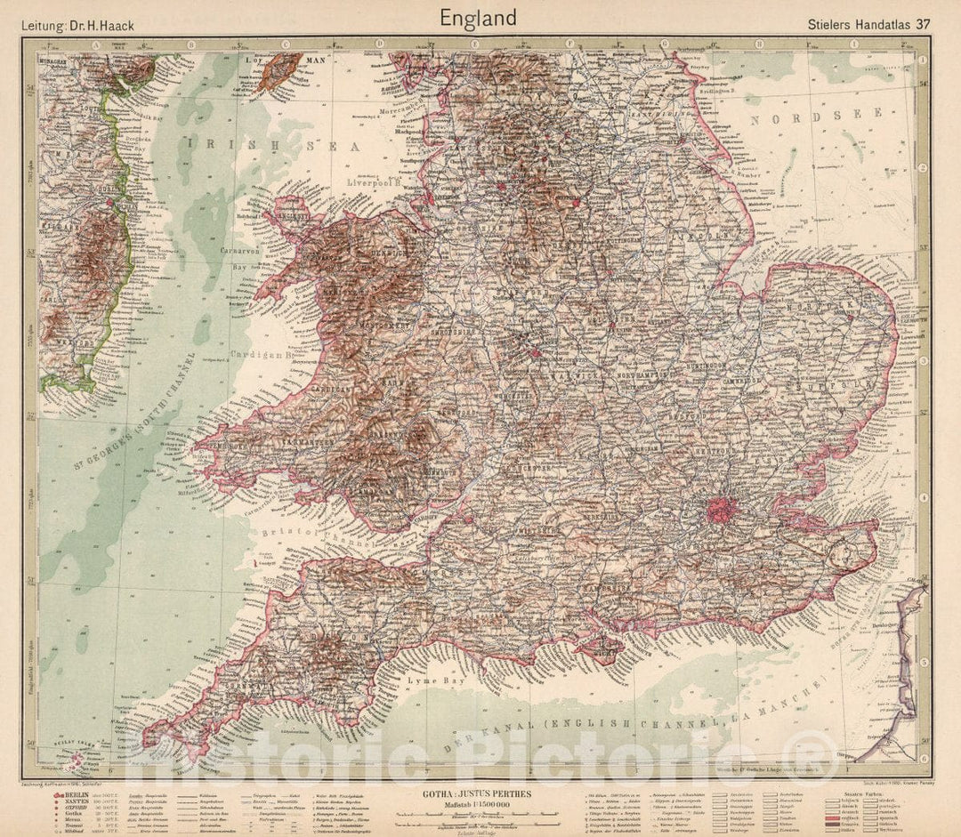 Historic Map : 37. England, 1925 Atlas - Vintage Wall Art