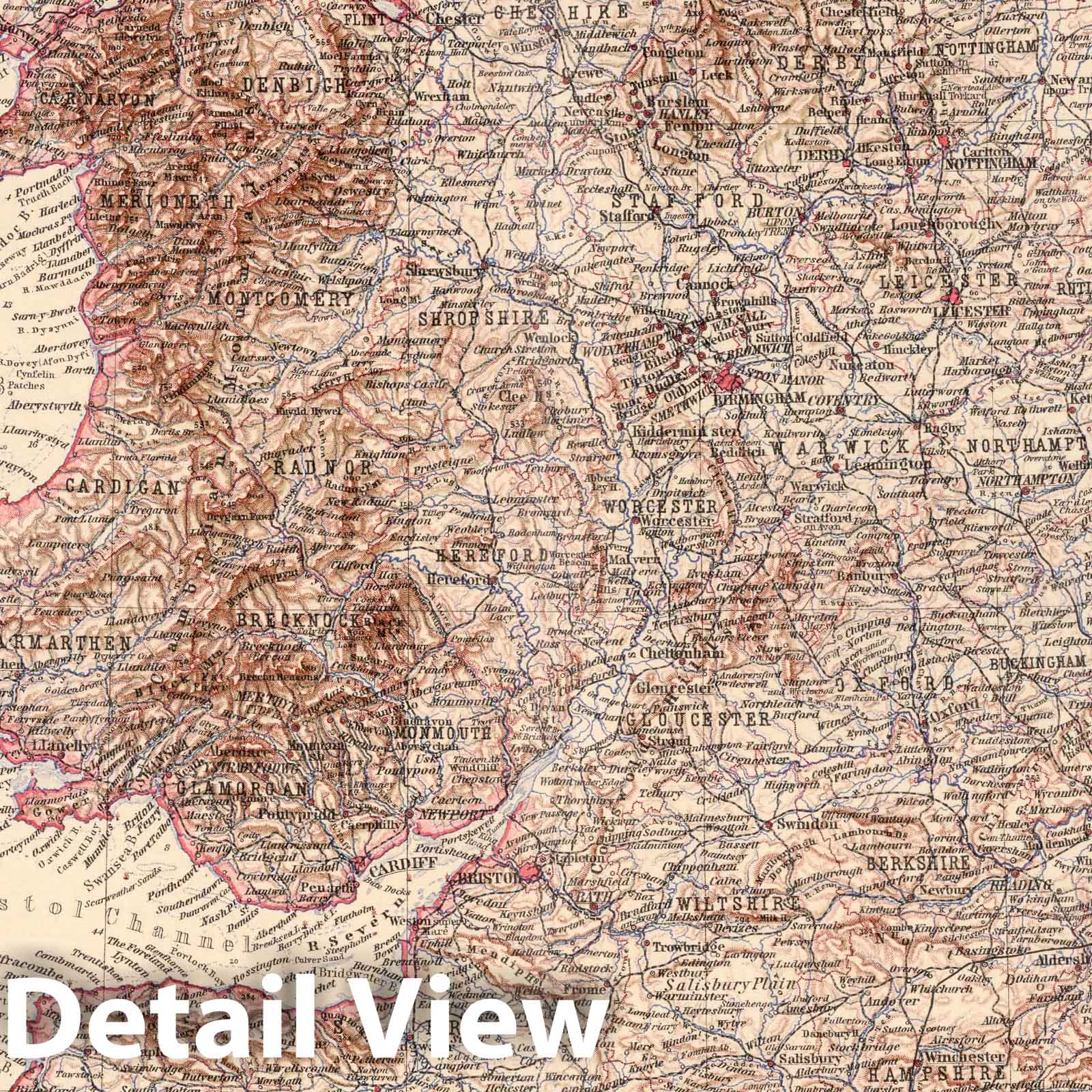 England, 1925 - Historical Map Print from Stieler's Atlas