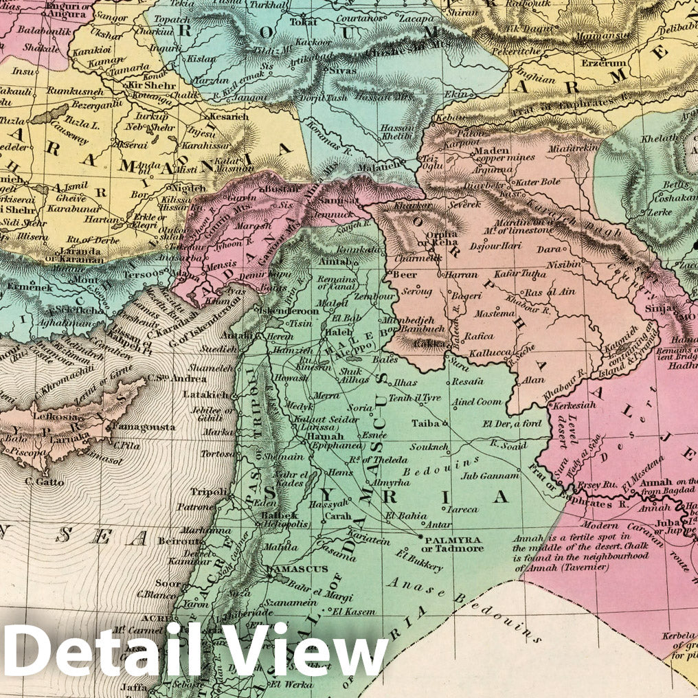 Turkey in Asia with Environs of Constantinople, 1836 - Historical Map Print