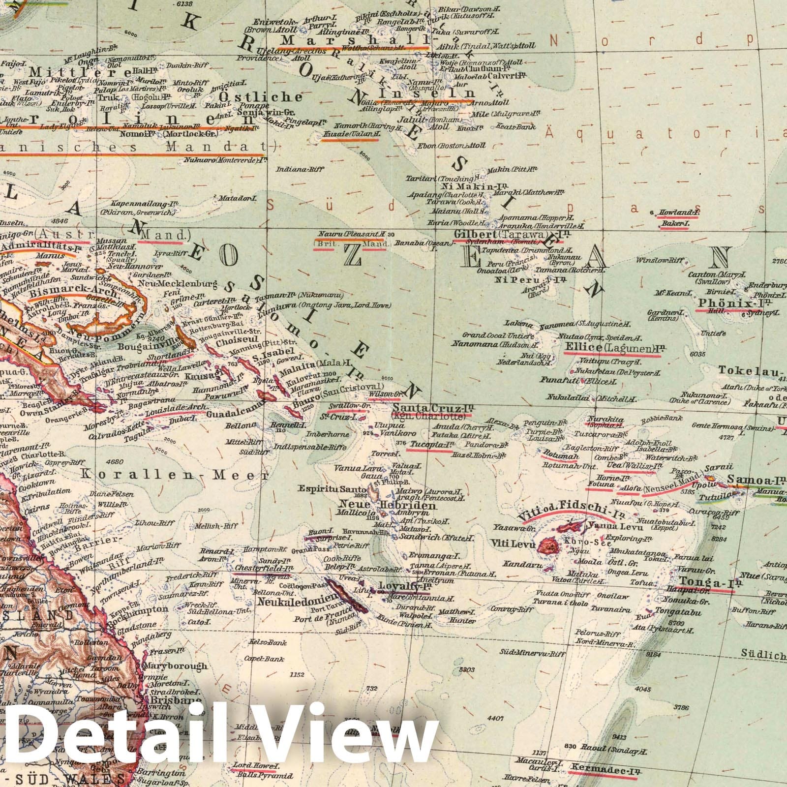 Australia and Polynesia with Insets 1925 - Stieler's Atlas Historical Map