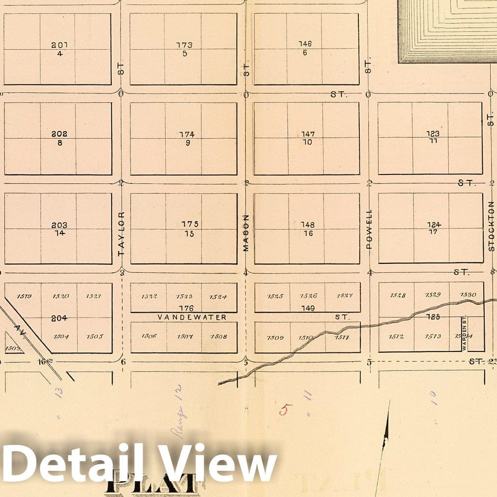 Historic Map : Plat four (San Francisco), 1876, Vintage Wall Decor