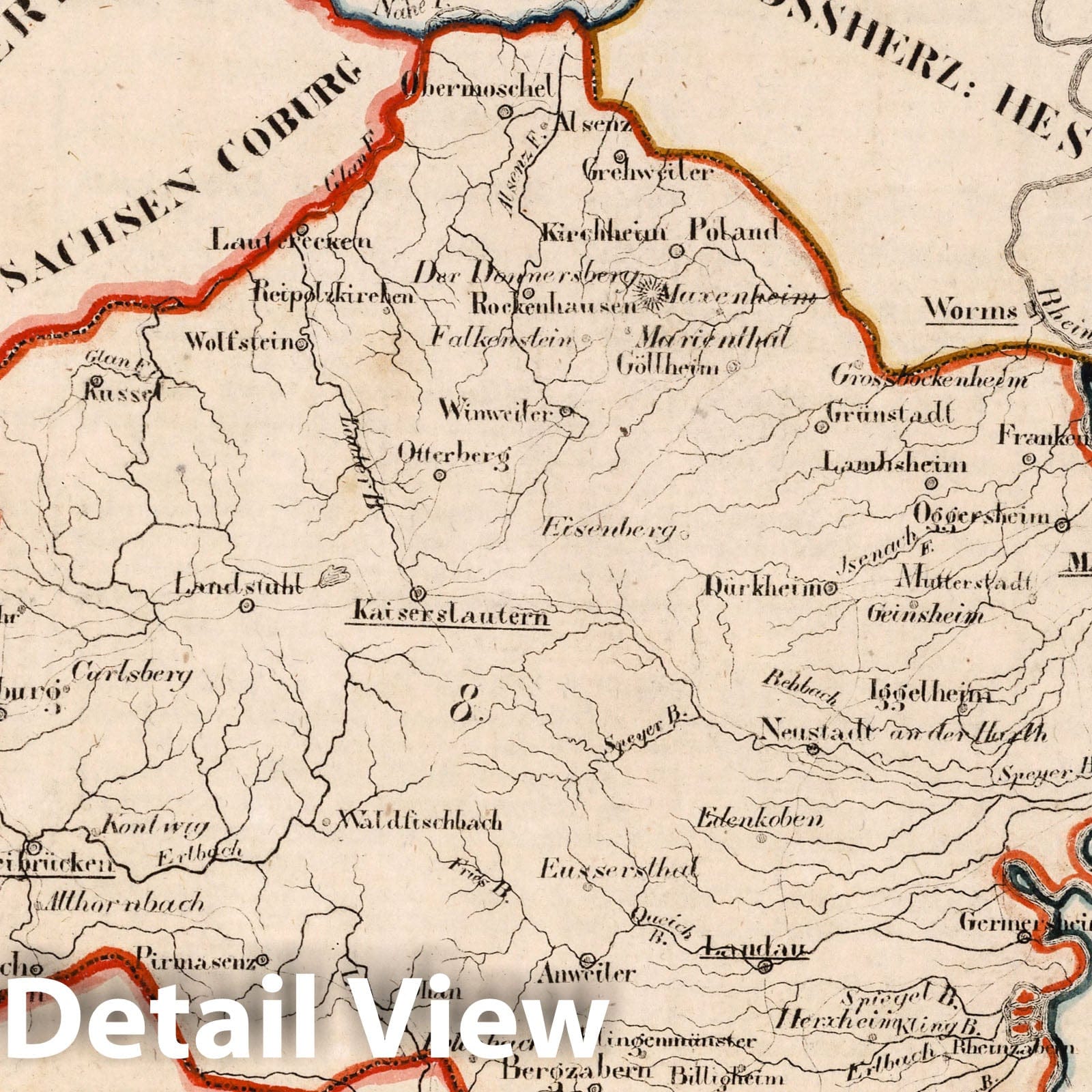 Bavaria: Rhenish Circle - Boundary Map, 1825 - Historical Map Print