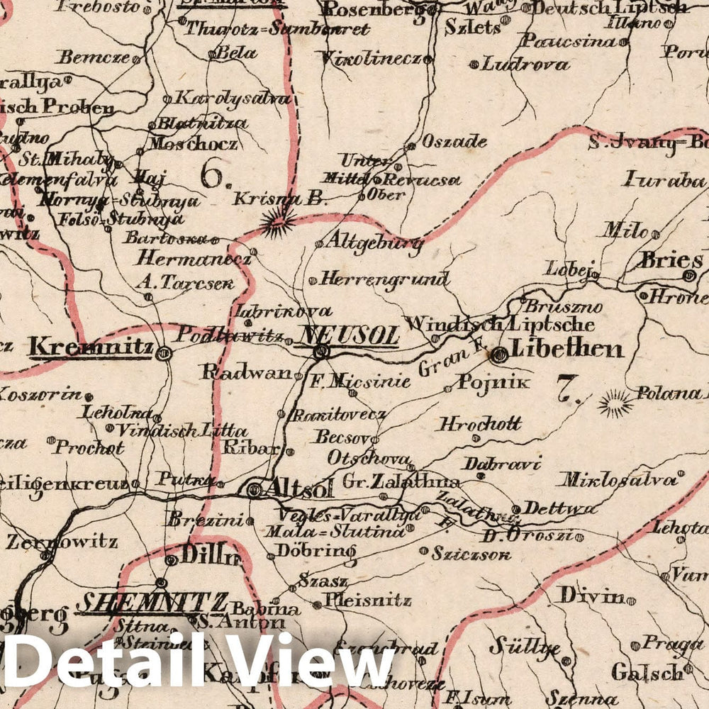 Historic Map : Austria, V.3:11-15:XII: 2. Oesterreich. C. Ungarische erbstaaten, I. Koenigr: Ungarn, Gespanschaft 4-10 , Vintage Wall Art