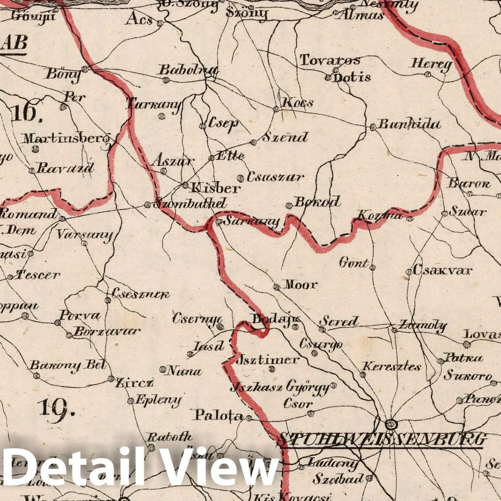 Historic Map : Austria, V.3:11-15:XII: 2. Oesterreich. C. Ungarische erbstaaten, I. Koenigr: Ungarn, Gespanschaft 16-19 , Vintage Wall Art