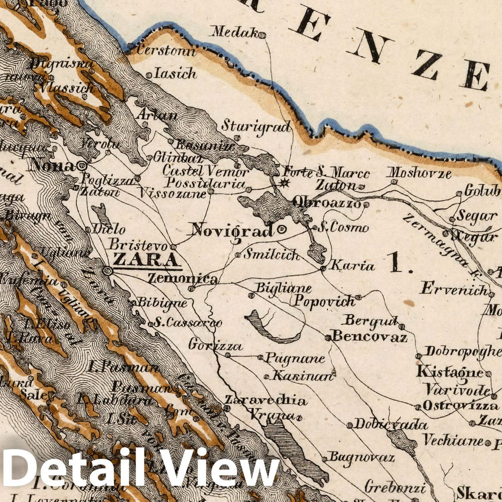 Historic Map : Austria, V.3:11-15:XII: 2. Oesterreich. C. Ungarische erbstaaten. IV. Koenigreich Dalmatien Kreis, 1828 Atlas v1 , Vintage Wall Art