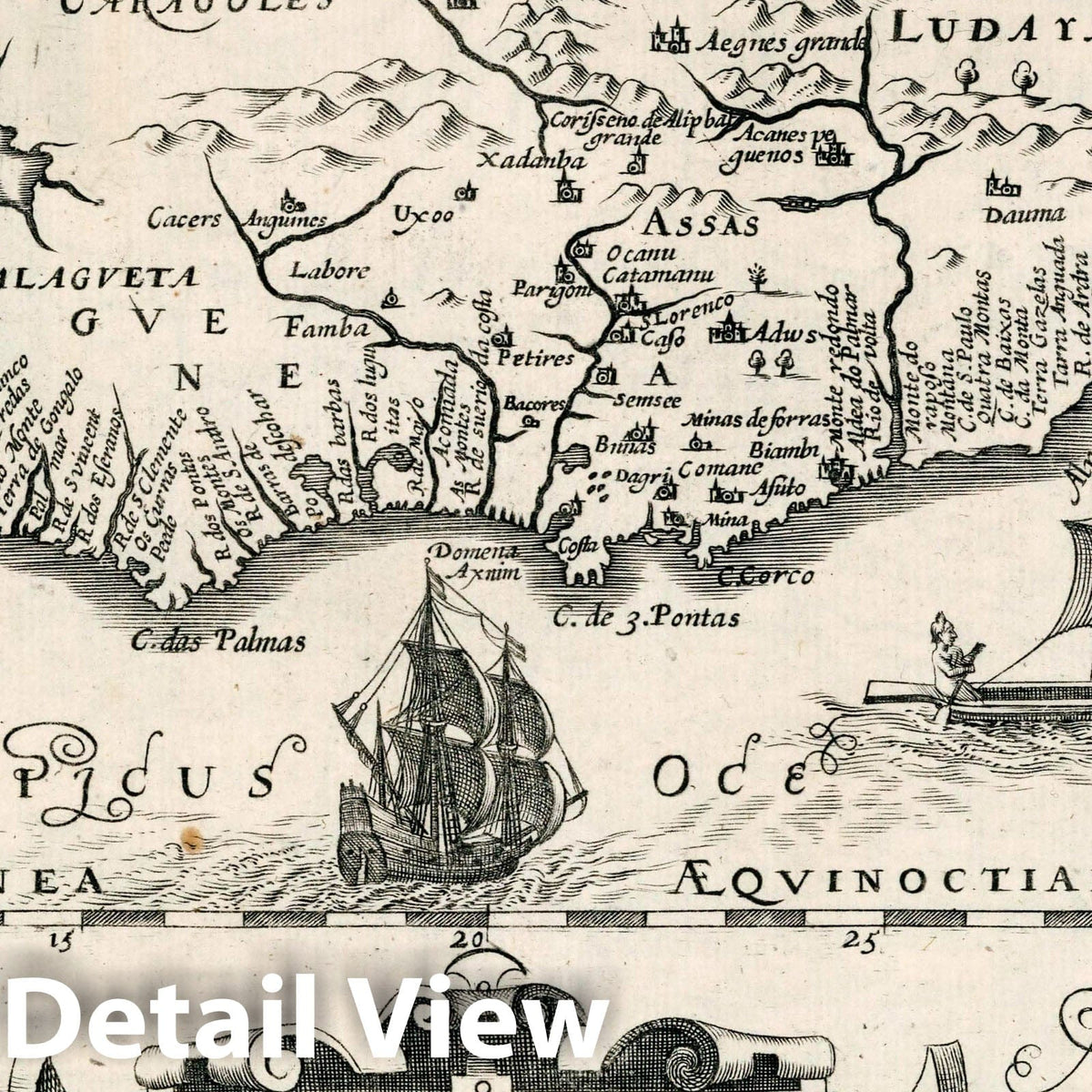 New Guinea - River Map, 1636 - Historical Map Print