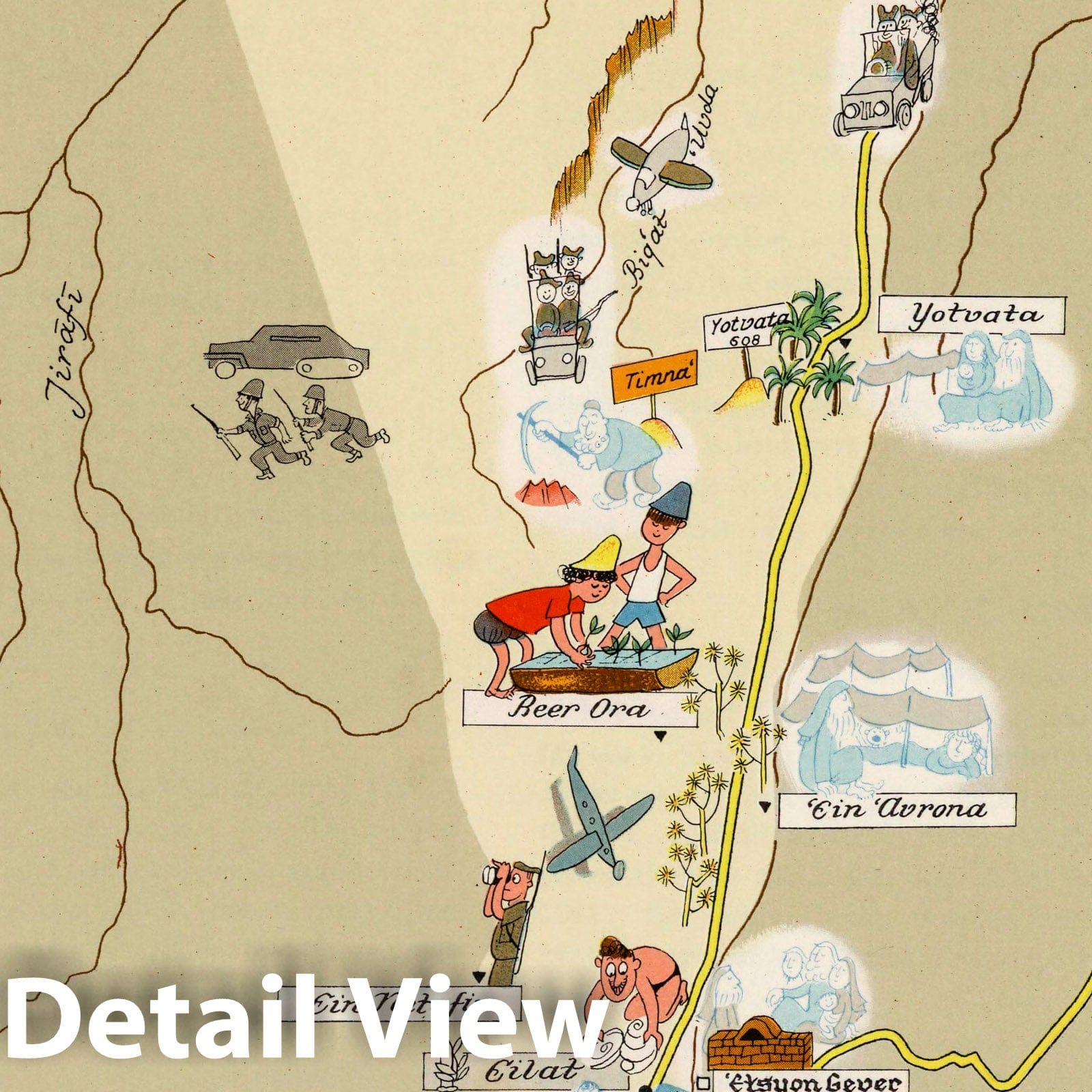 Eilat - Pictorial Map, 1957 - Historical Map Print