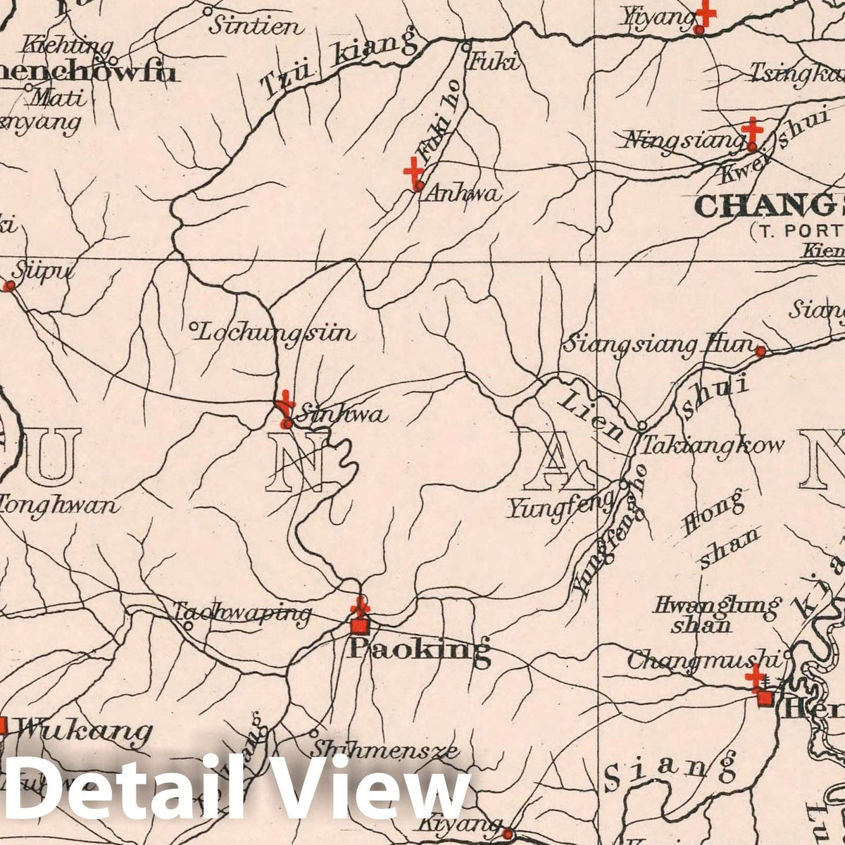 Hunan - Railroad Map, 1908 - Historical Map Print