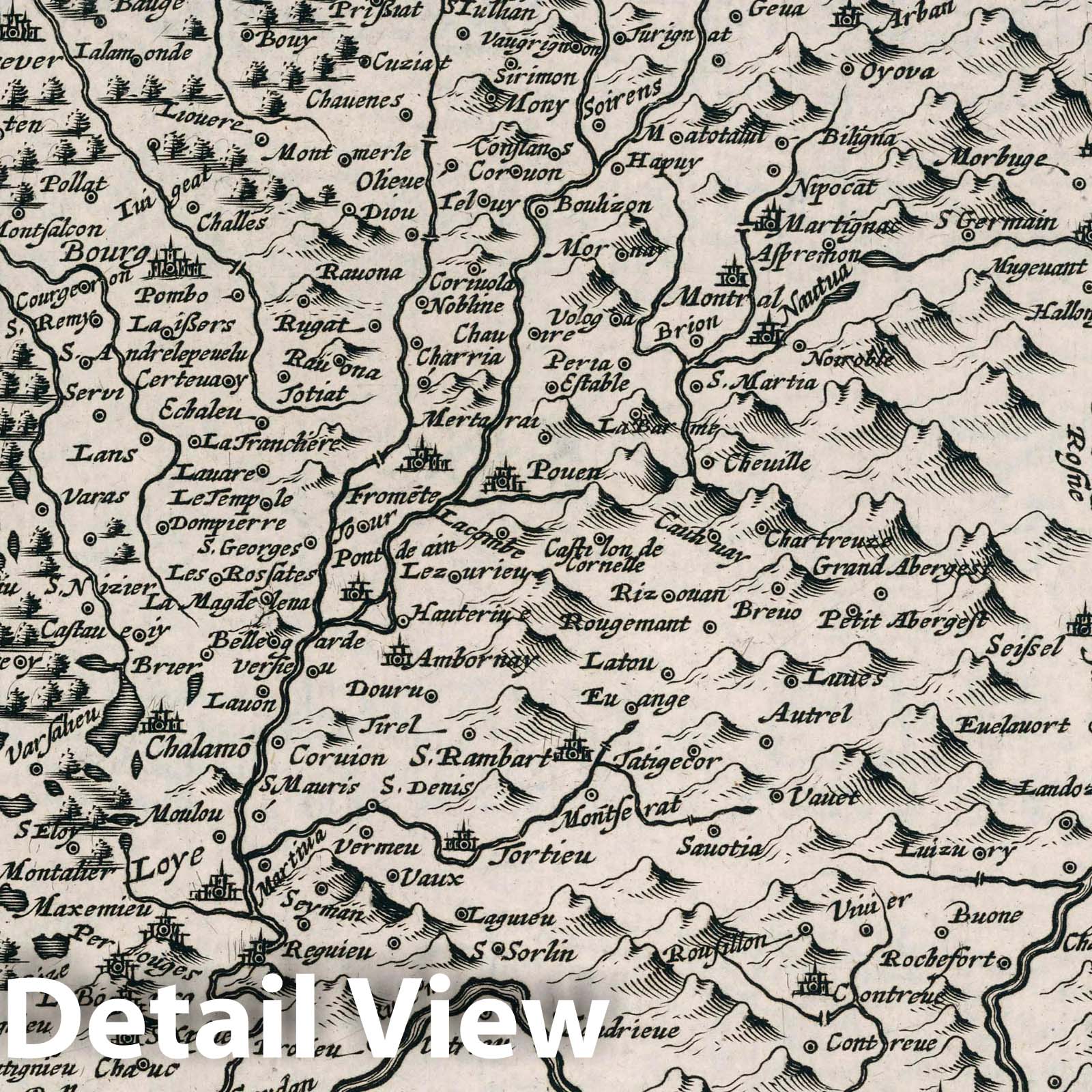 River Map, 1636 - Historical Map Reproduction Print
