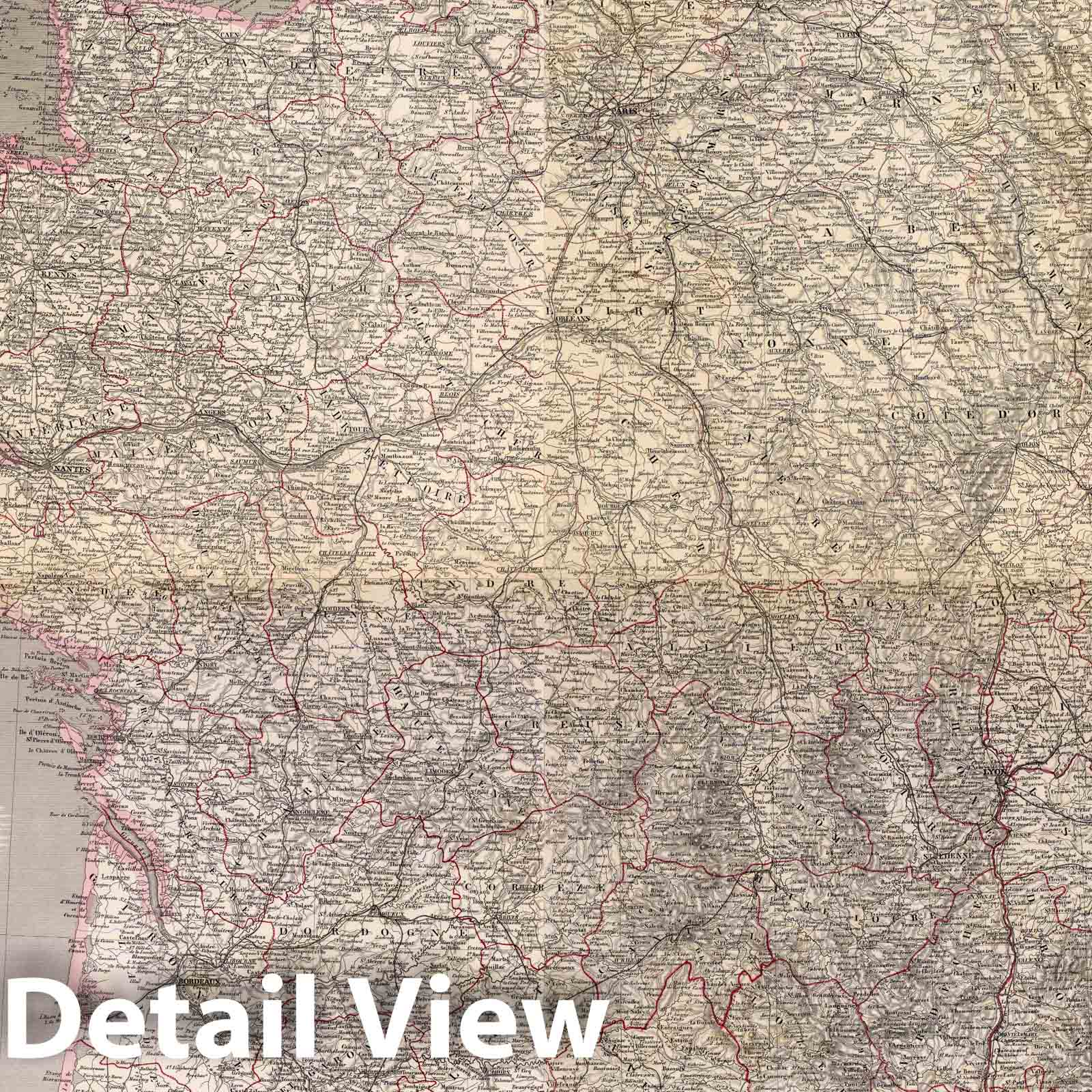 France with Piedmont, Switzerland, Baden, Wurttemberg, Rhine Province, Hesse, and Belgium - Railroad Map, 1862