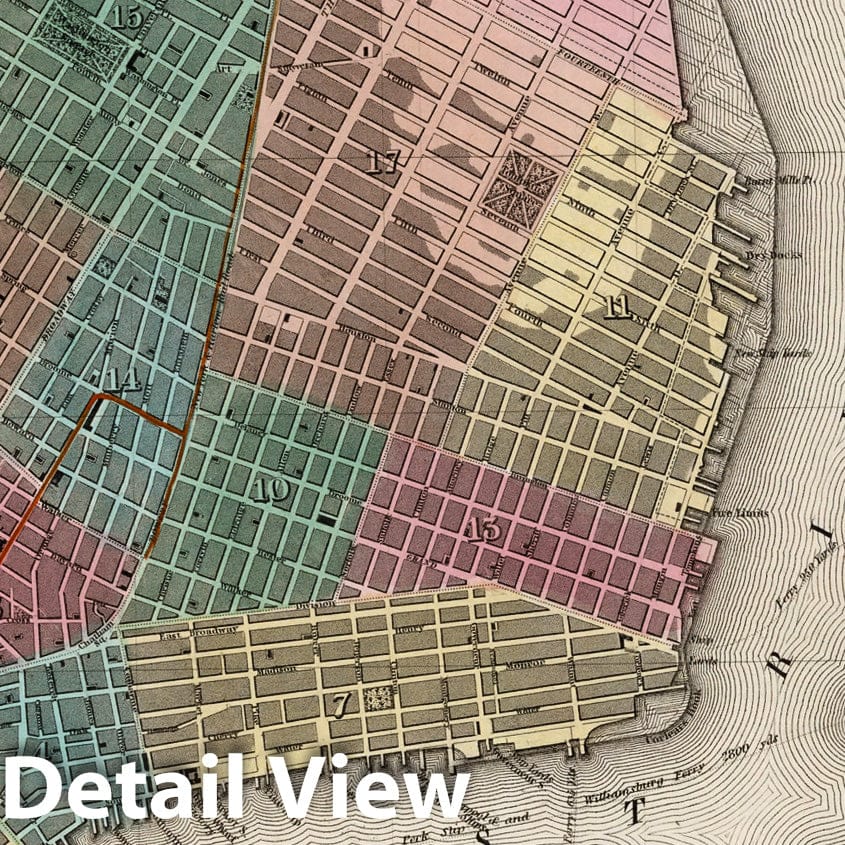 New York City with Brooklyn and Williamsburg, 1840 - Historical Map Print