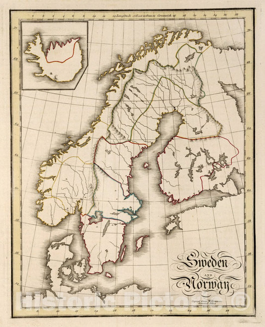 Historic Map : Sweden and Norway. Copied from Wilkinson's General Atlas, 1815 Atlas - Vintage Wall Art