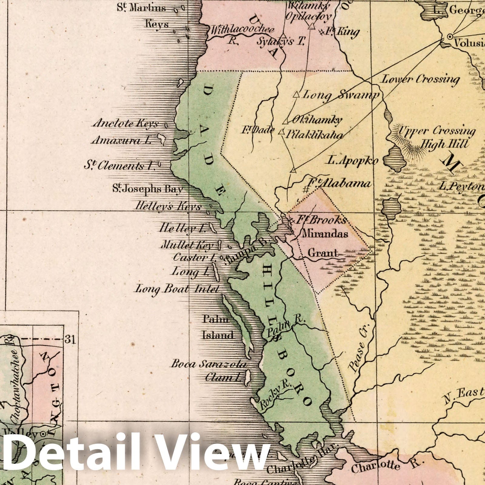Florida - River Map, 1838 - Historical Map Print