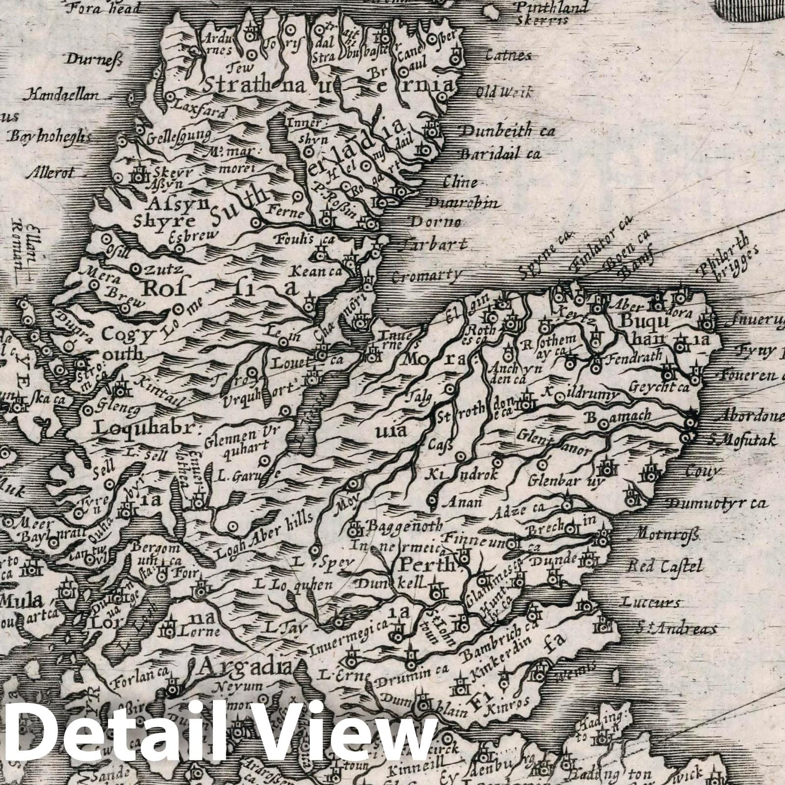 Scotland - River Map, 1636 - Historical Map Print