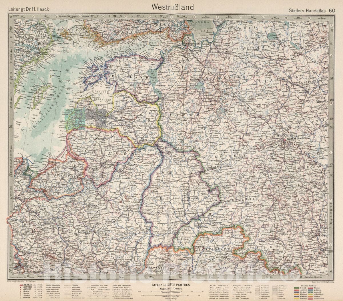 Historic Map : 60. Westruszland. West Russia, 1925 Atlas - Vintage Wall Art