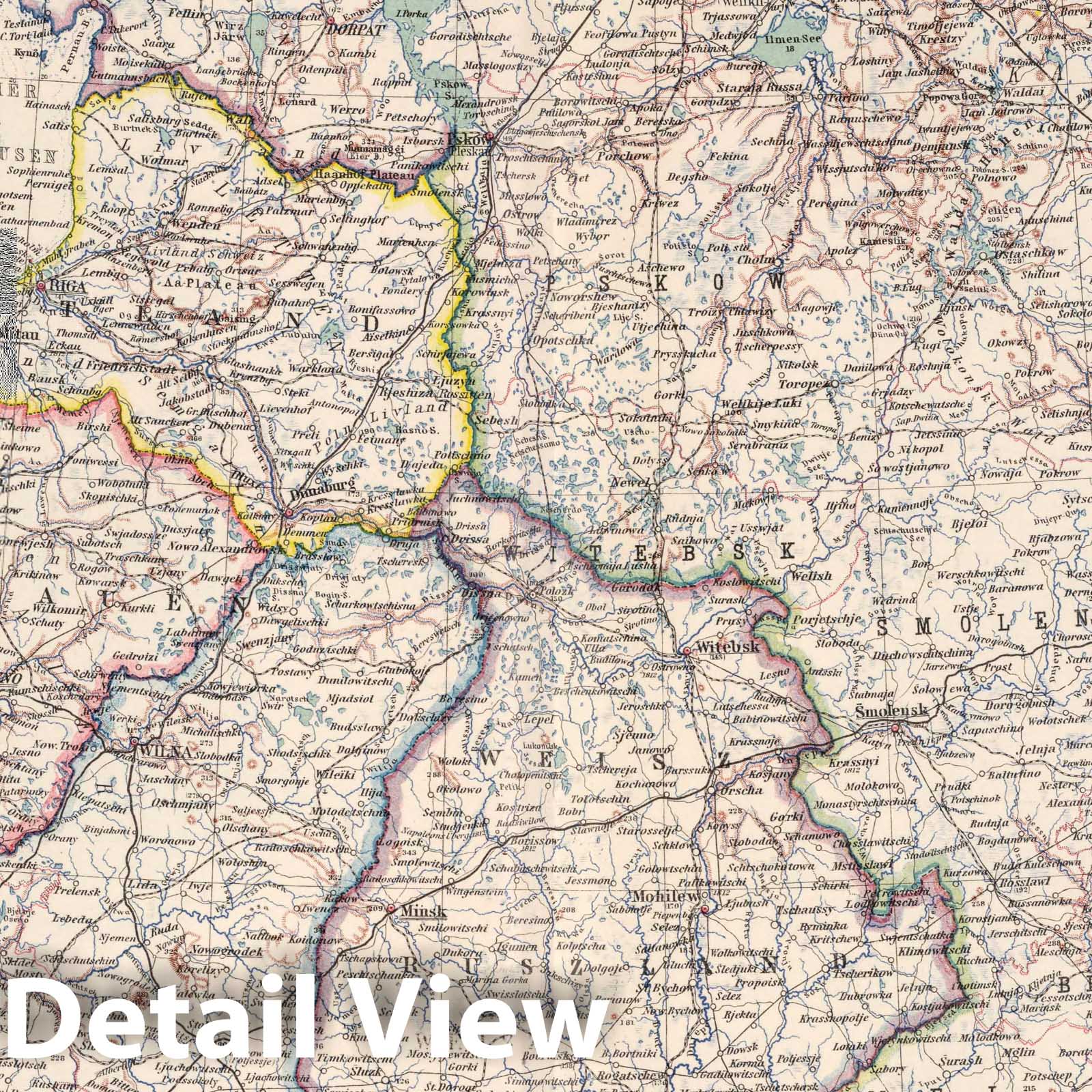 West Russia, 1925 - Historical Map Print from Stieler's Atlas