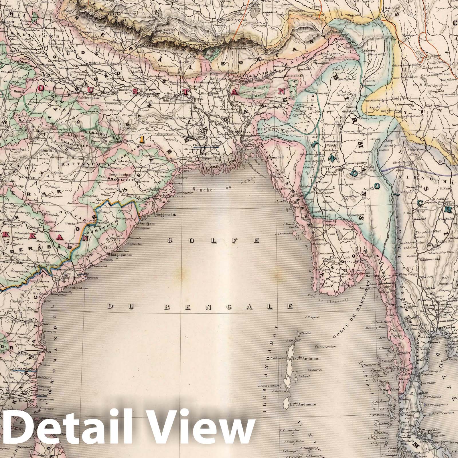 India, British East India 1863 Historical Map Print