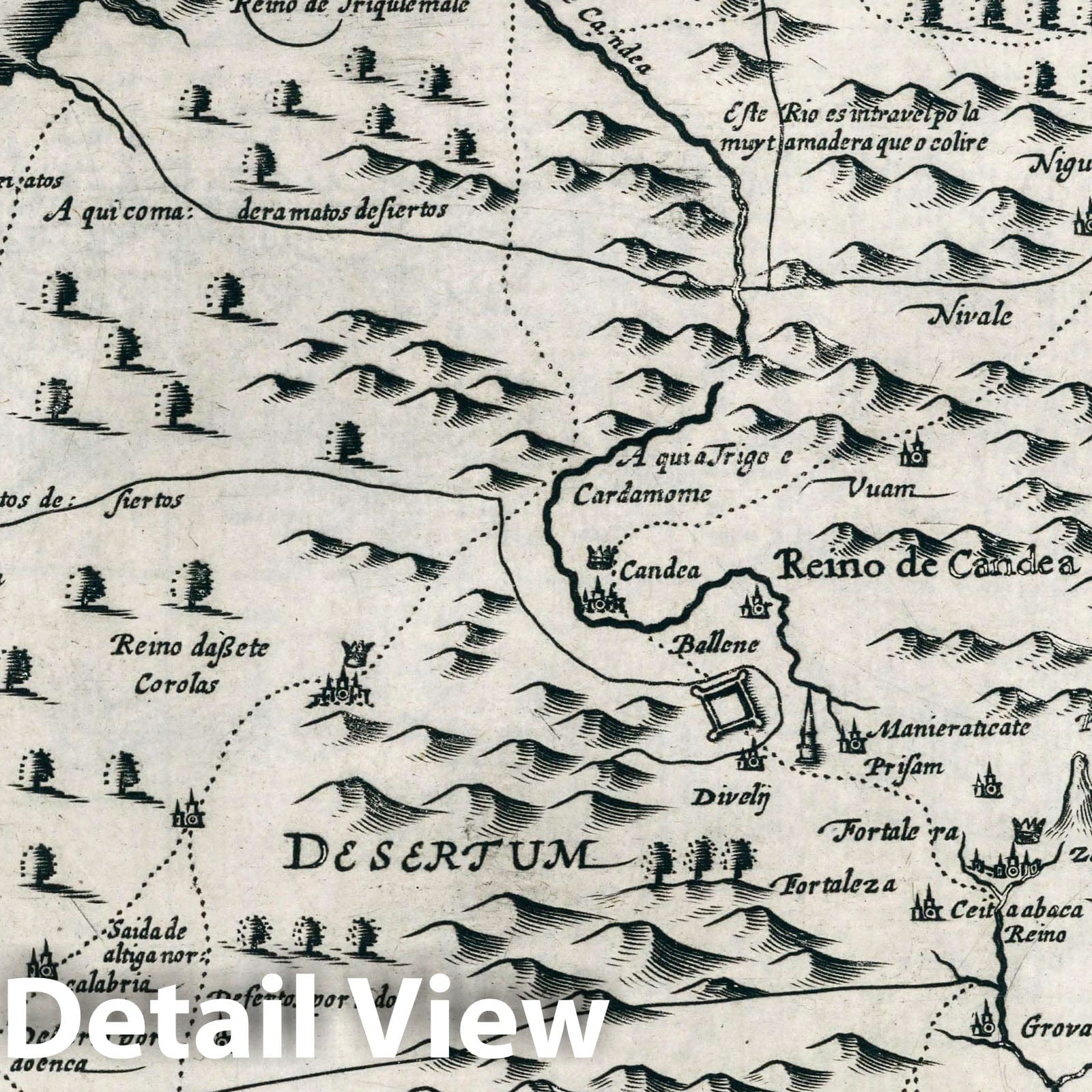 Sri Lanka - River Map, 1636 - Historical Map Print