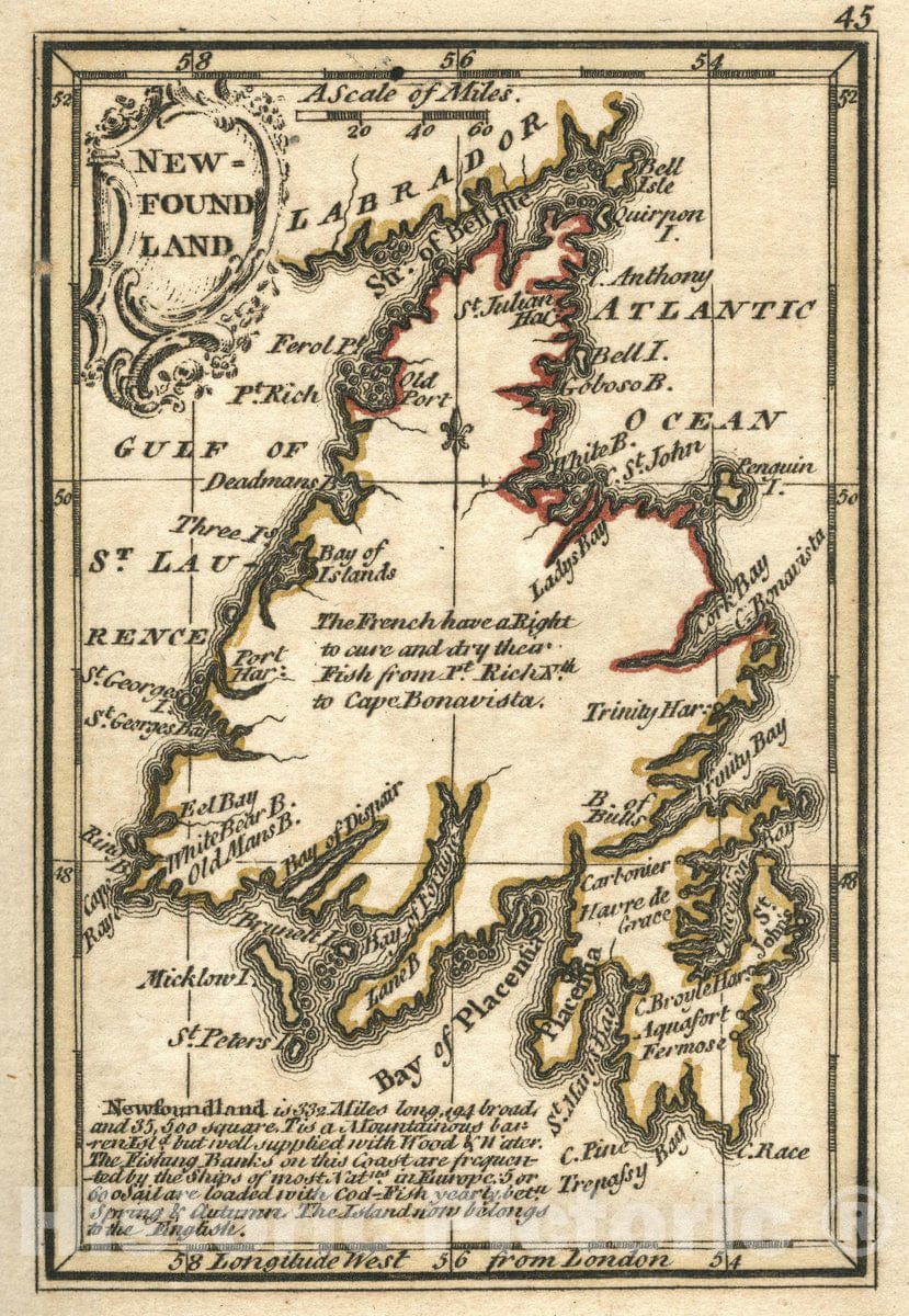 Historic Map : New Found Land. Atlas Minimus or a New Set of Pocket Maps of the Several Empires, Kingdoms and States of the Known World, 1758 Vintage Wall Art