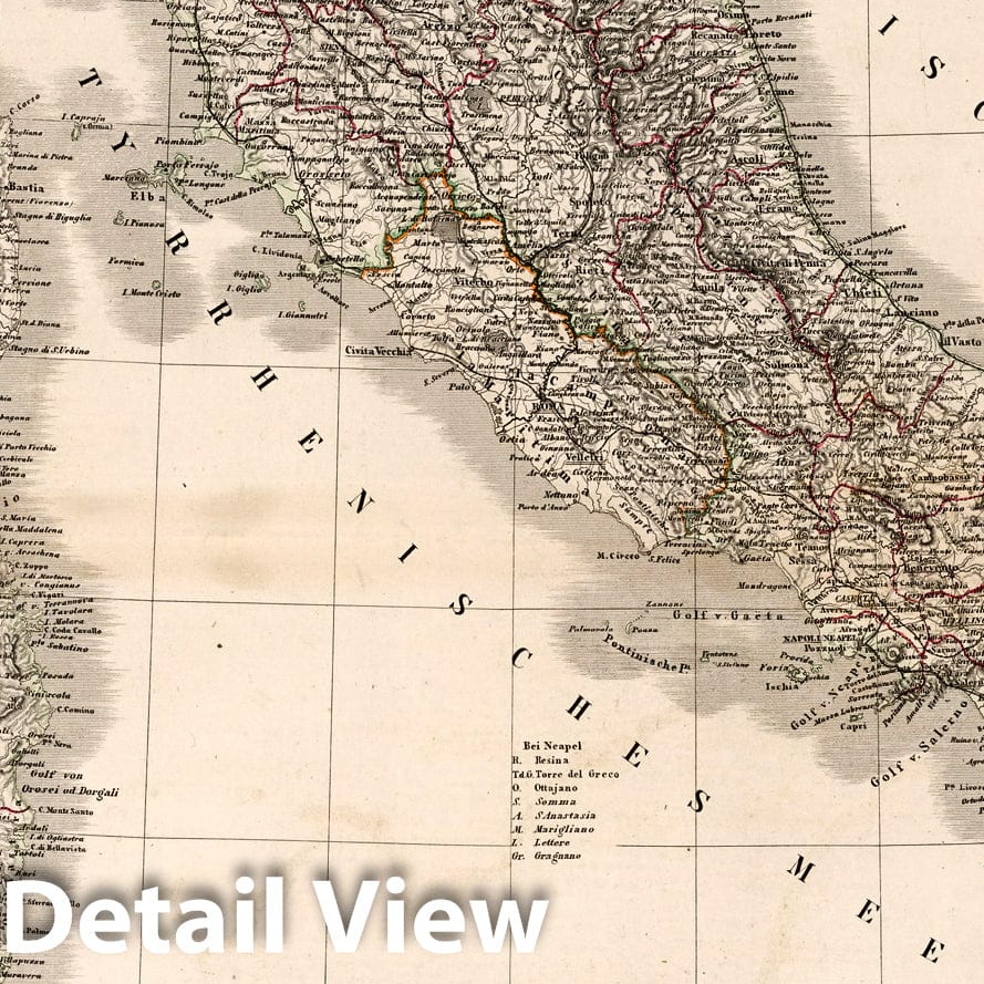 Italy Map 1866 - Hand-Atlas Der Erde Und Des Himmels Historical Map Print