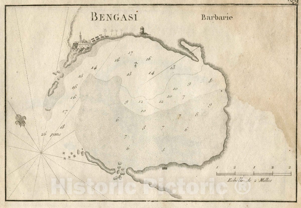 Historic Map : Pl. 169. Bengasi (Benghazi), 1764 Chart - Vintage Wall Art