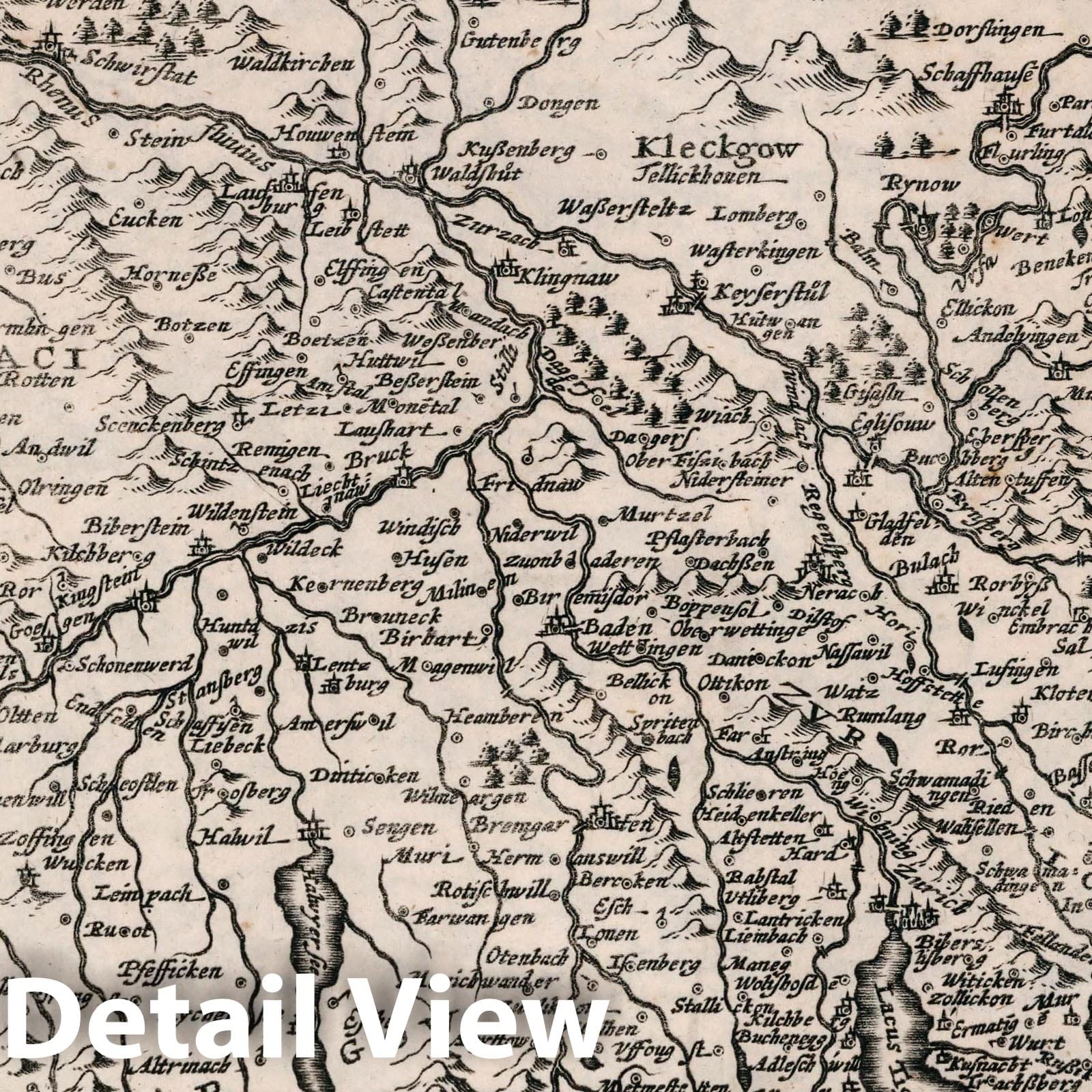 Swabia (Switzerland) - River Map, 1636 - Historical Map Reproduction