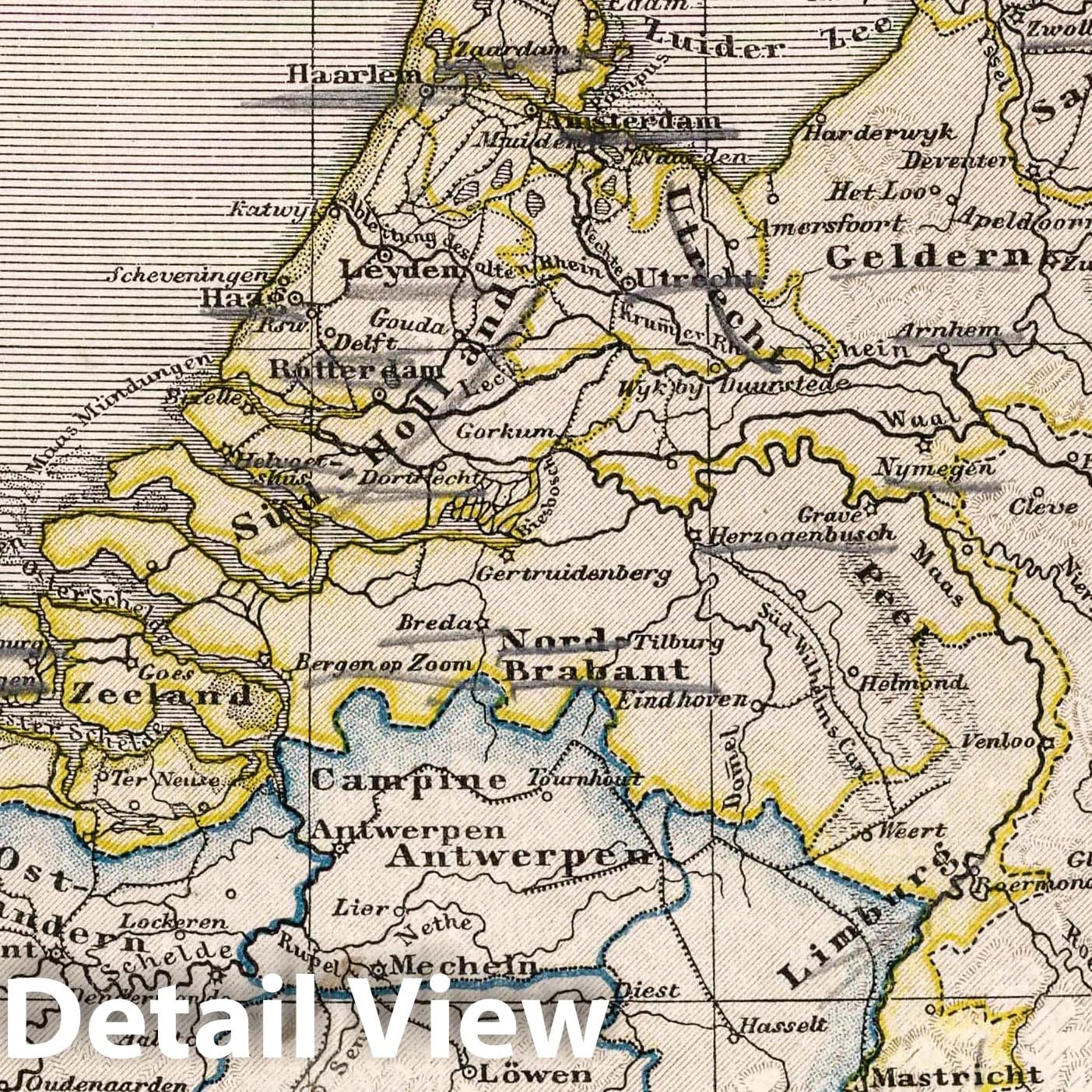 Netherlands and Belgium 1872 Historical Map Print