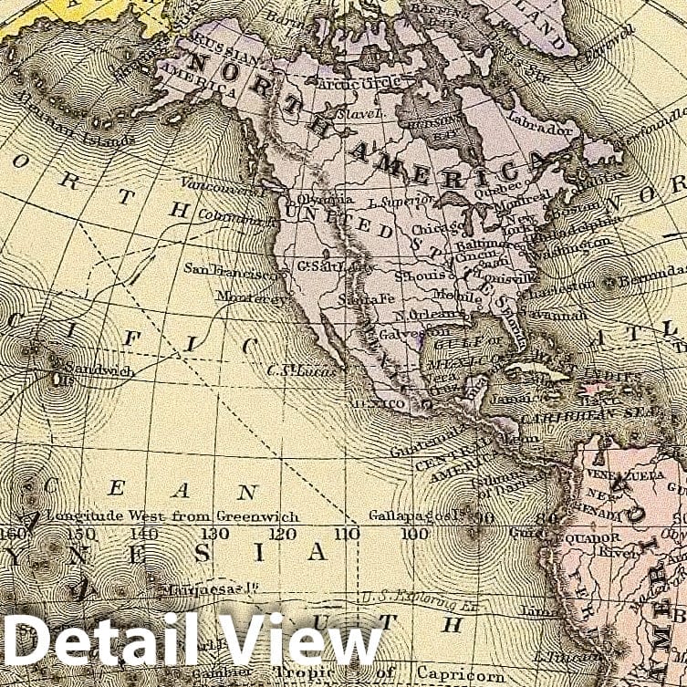Western Hemisphere - River Map, 1890 - Historical Map Print