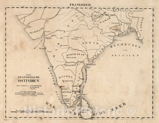 Historic Map : Senegal, East Indies V.1:1-5: I: Frankreich. Das Franzoesische Oastindien, 1825 Atlas , Vintage Wall Art