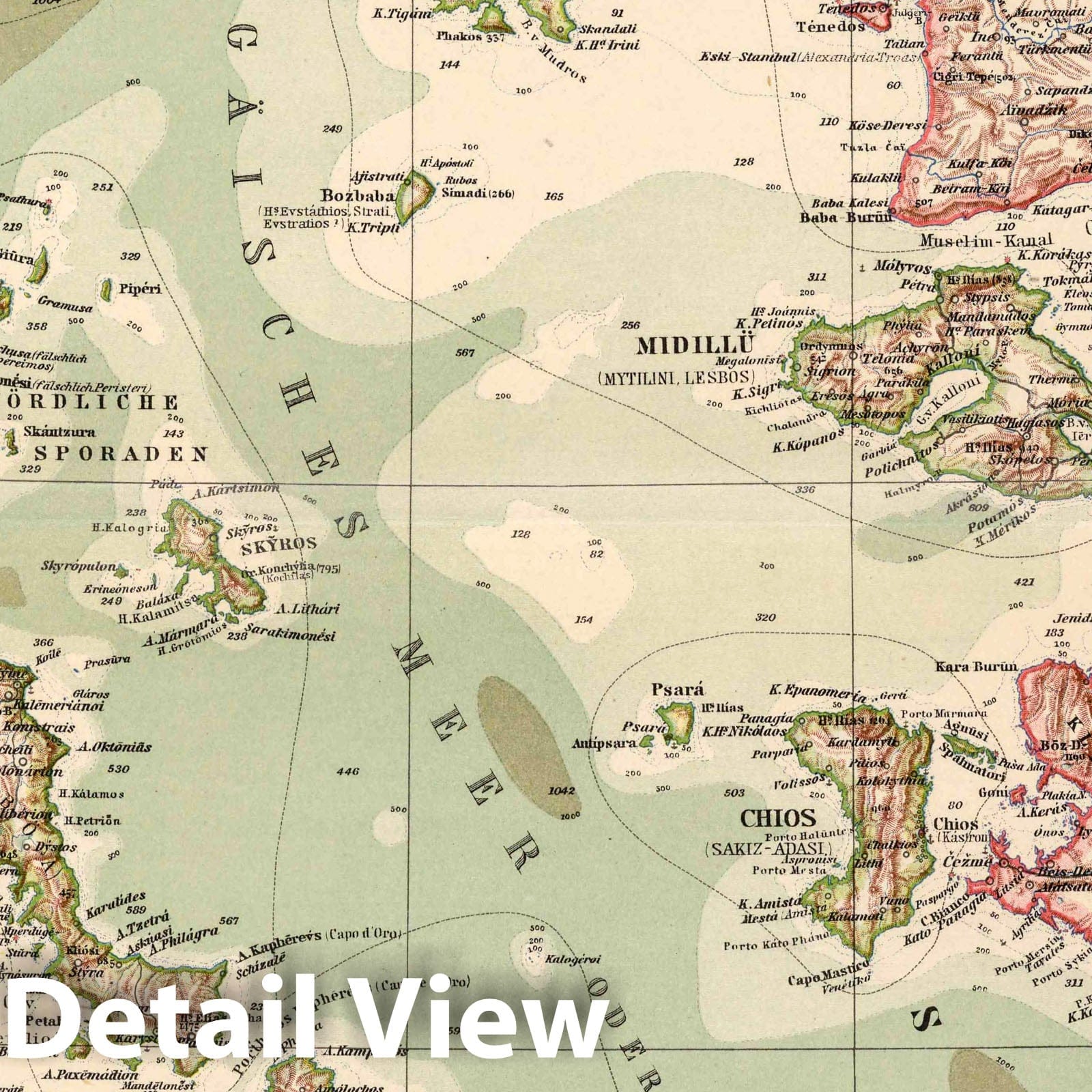 Aegean Sea, 1925 - Historical Map Print