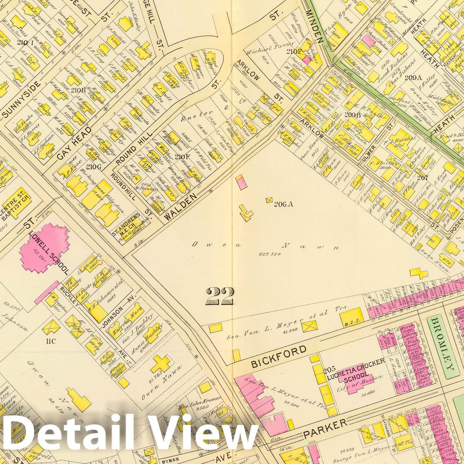 Boston, Wards 19 and 22 - 1895 Historical Map Print