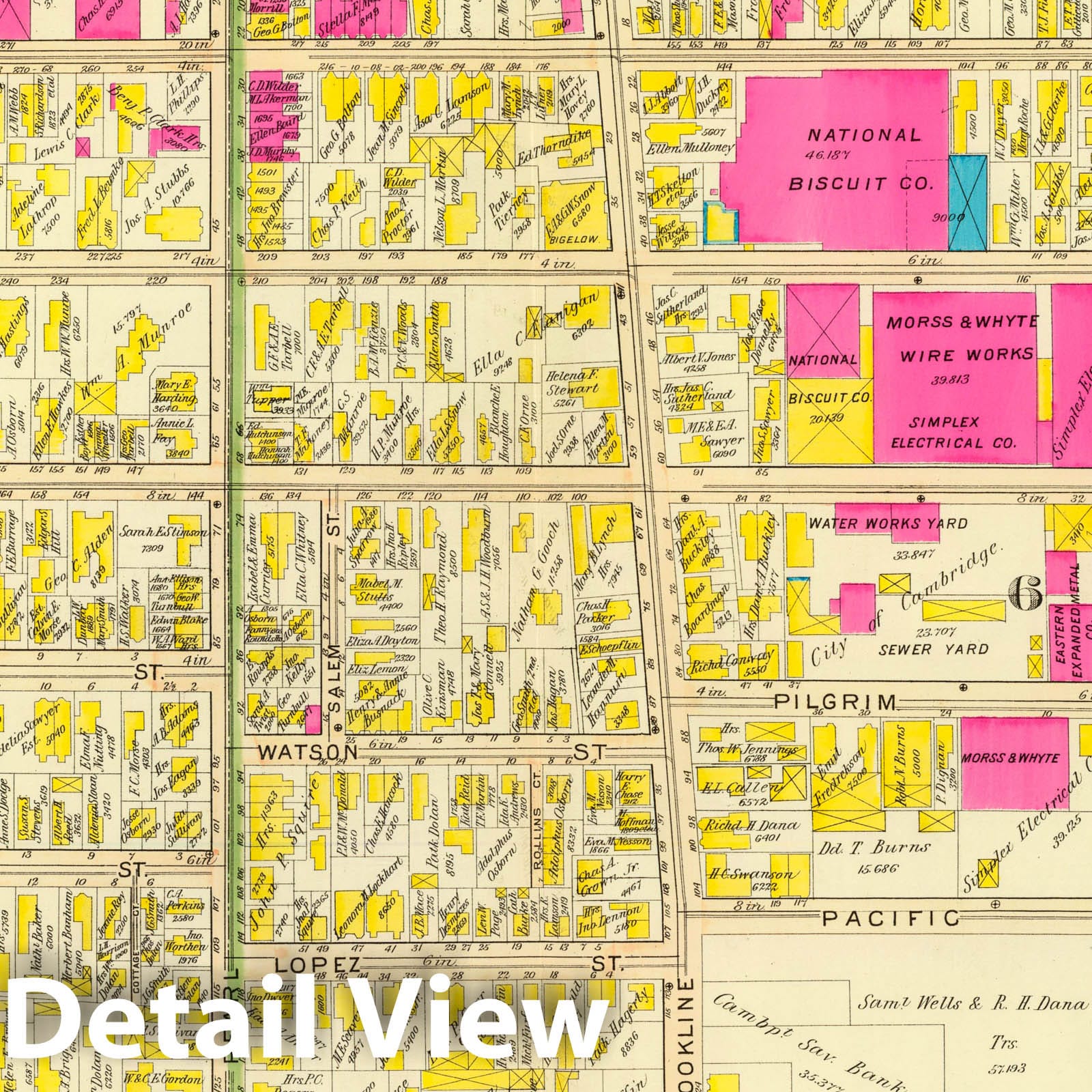 Cambridge, Massachusetts - Wards 6 and 7, 1903 - Historical Map Print
