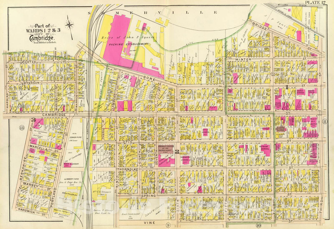 Historic Map : City Atlas - 1903 12. Wards 1-3. - Vintage Wall Art