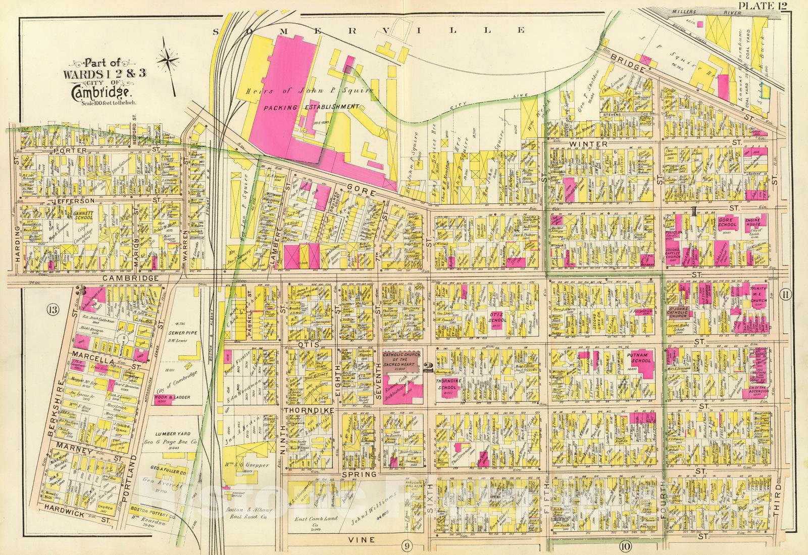 Historic Map : City Atlas - 1903 12. Wards 1-3. - Vintage Wall Art