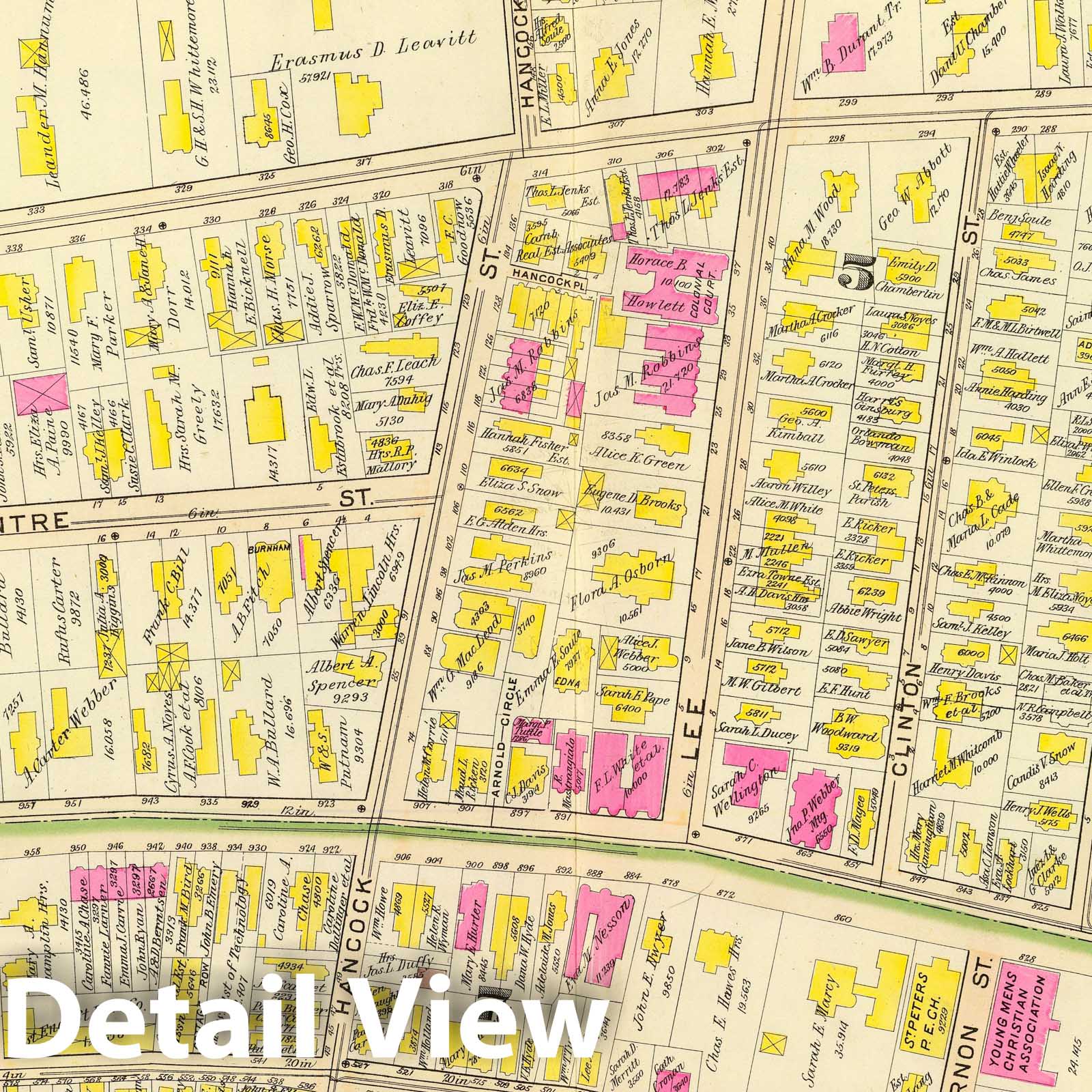 Cambridge, Wards 5, 7, and 8, Massachusetts 1903 Historical Map Print