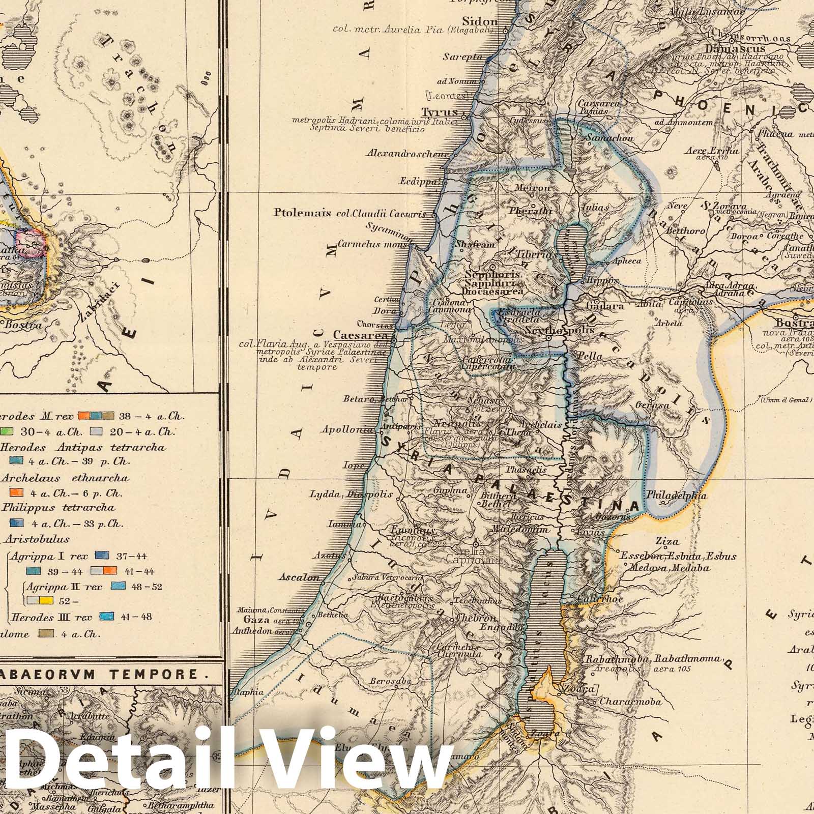 Syria, Phoenicia, Palestine, Arabia Petraea 1865 Historical Map Print