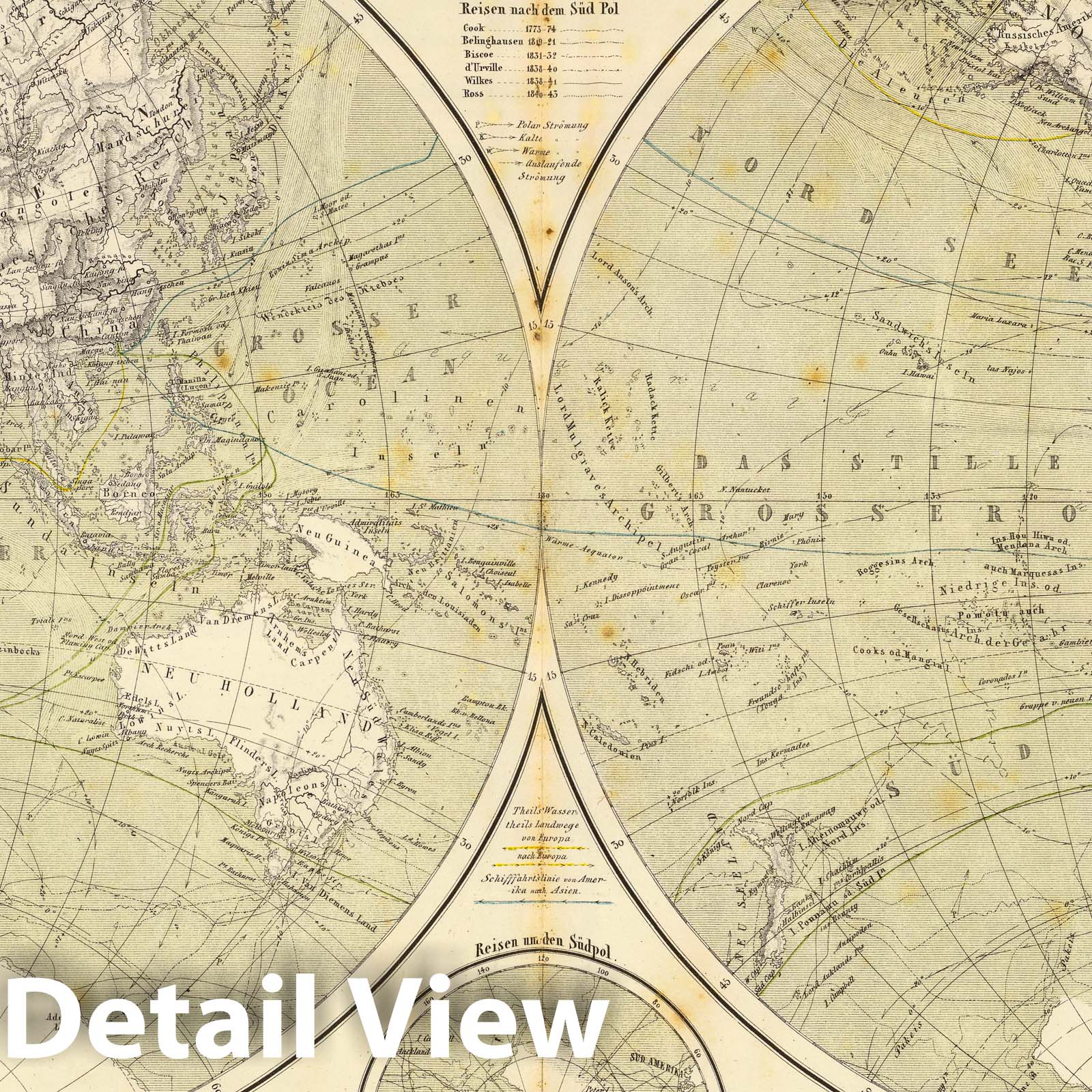 World - Double Hemisphere, 1864 - Historical Map Print