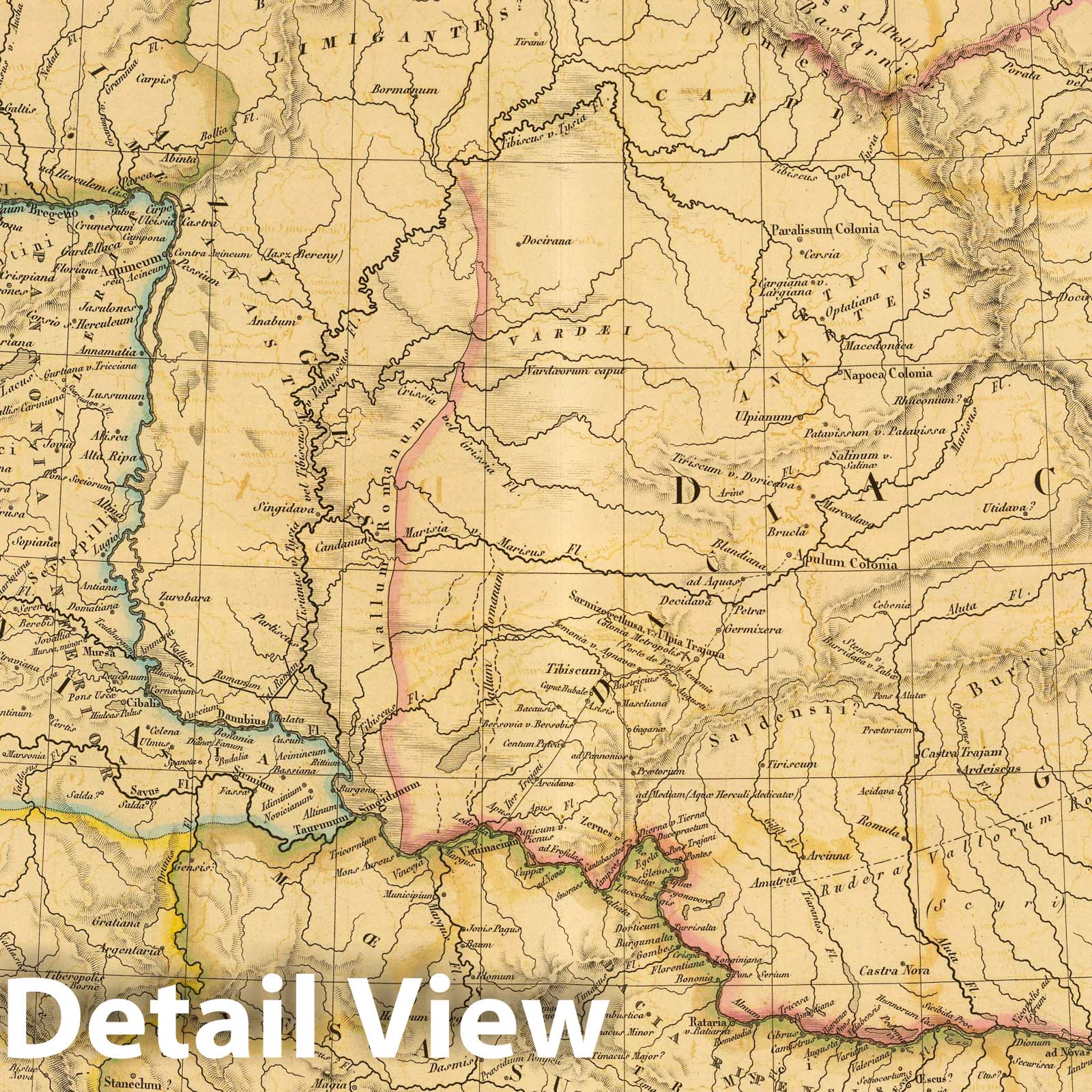 Ancient Dacia, Pannonia, Illyria, and Moesia, 1826 - Historical Map Print