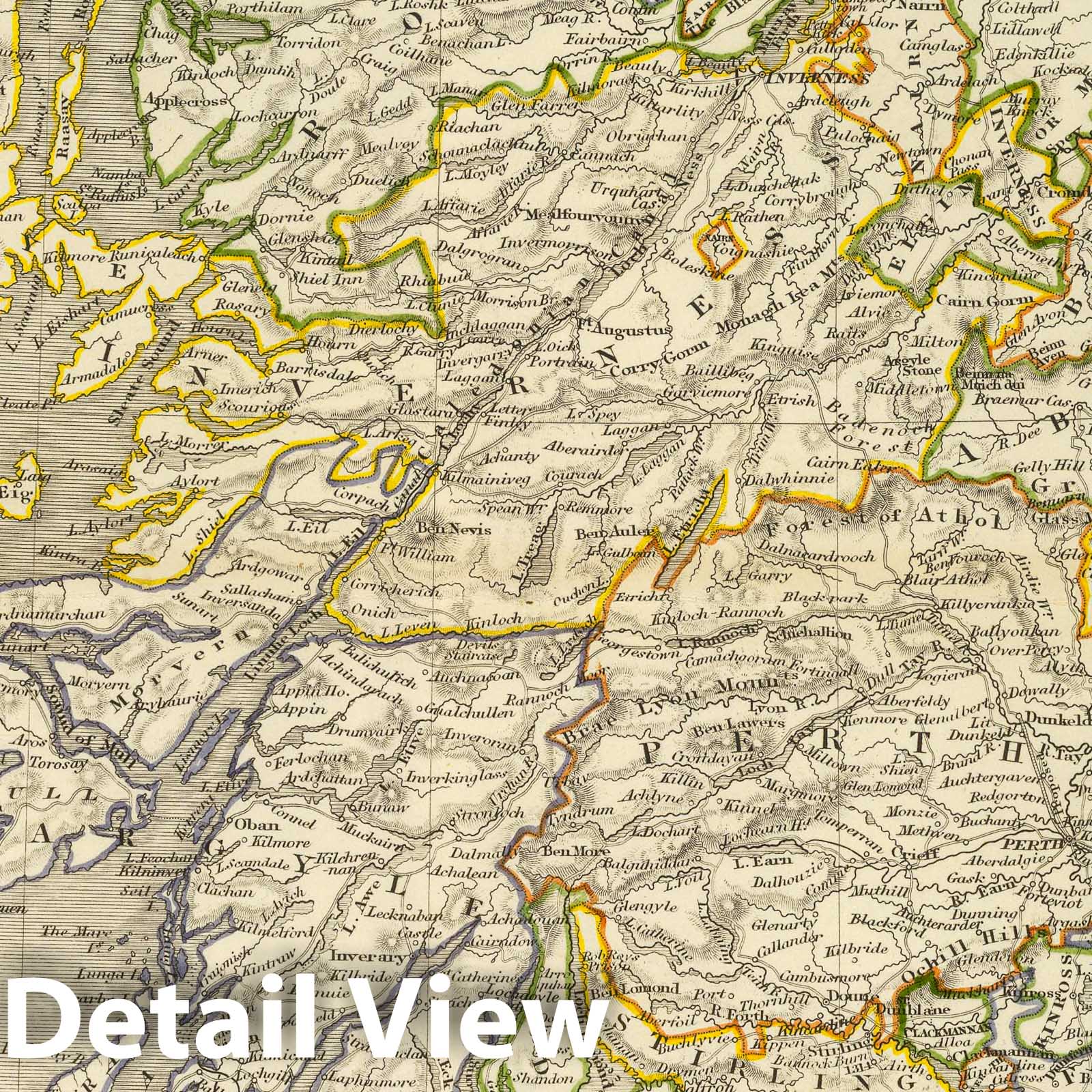 Scotland - Railroad Map, 1844 - Historical Map Print