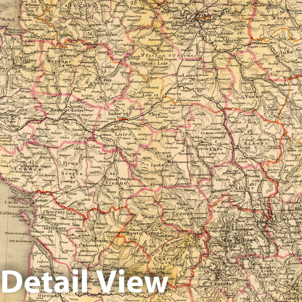 Historic Map : France, 1865 Frankreich. , Vintage Wall Art