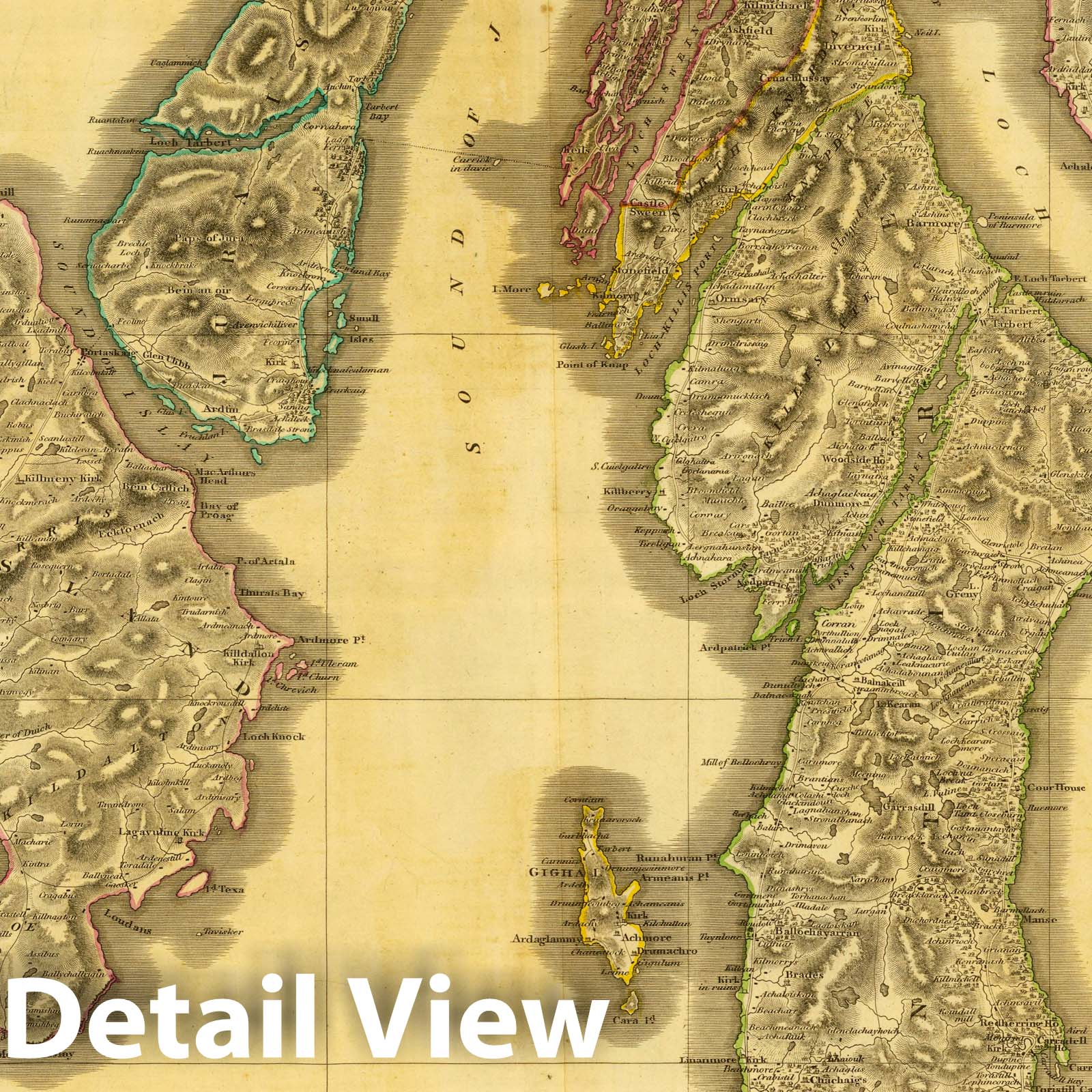 Argyllshire, Scotland - Road Map, 1832 - Historical Map Print