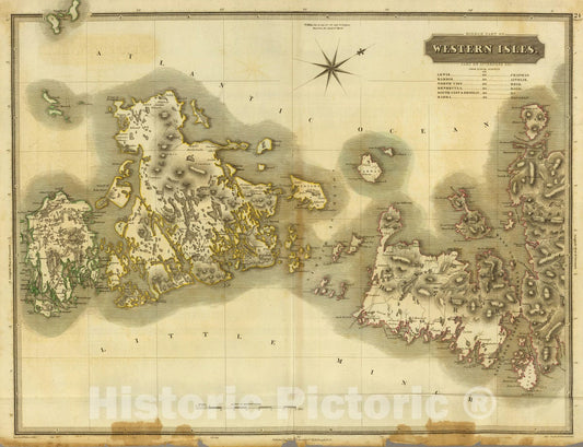 Historic Map : National Atlas - 1832 Western Isles Middle. - Vintage Wall Art