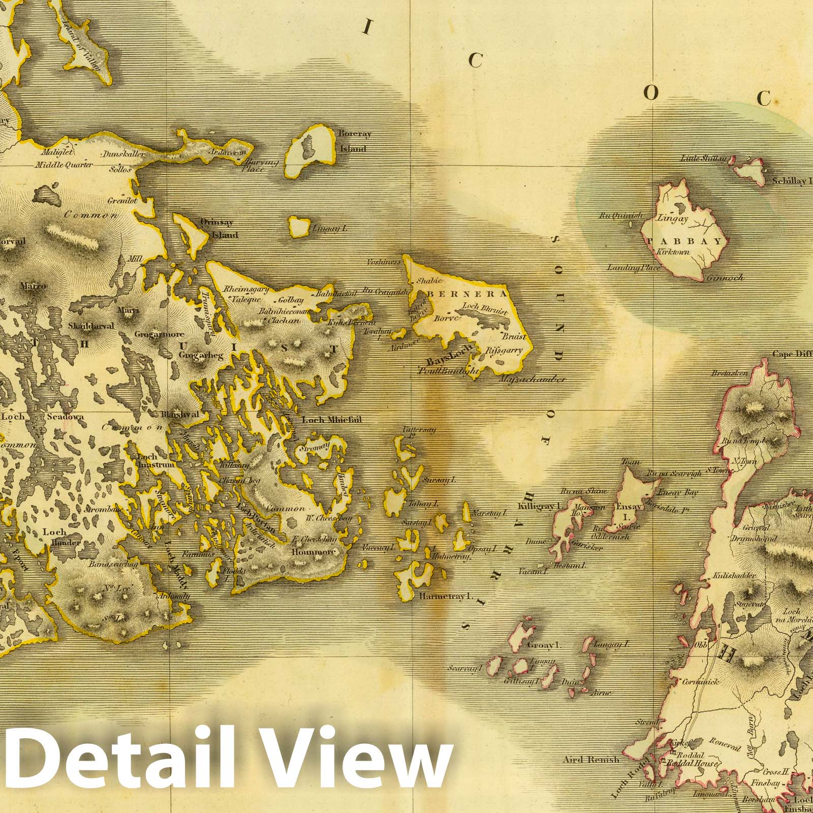 Western Isles, Scotland - Road Map, 1832 - Historical Map Print