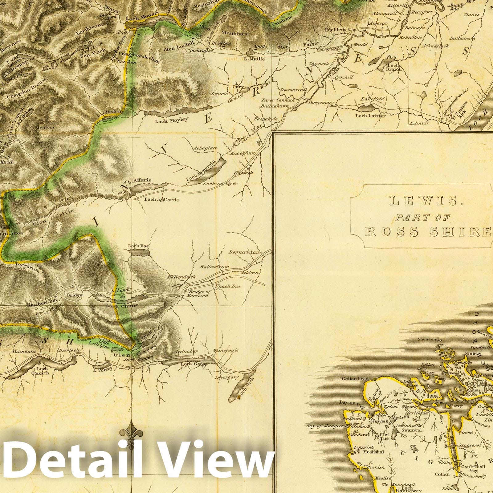 Ross and Cromarty Shires, Scotland - Road Map, 1832 - Historical Map Print