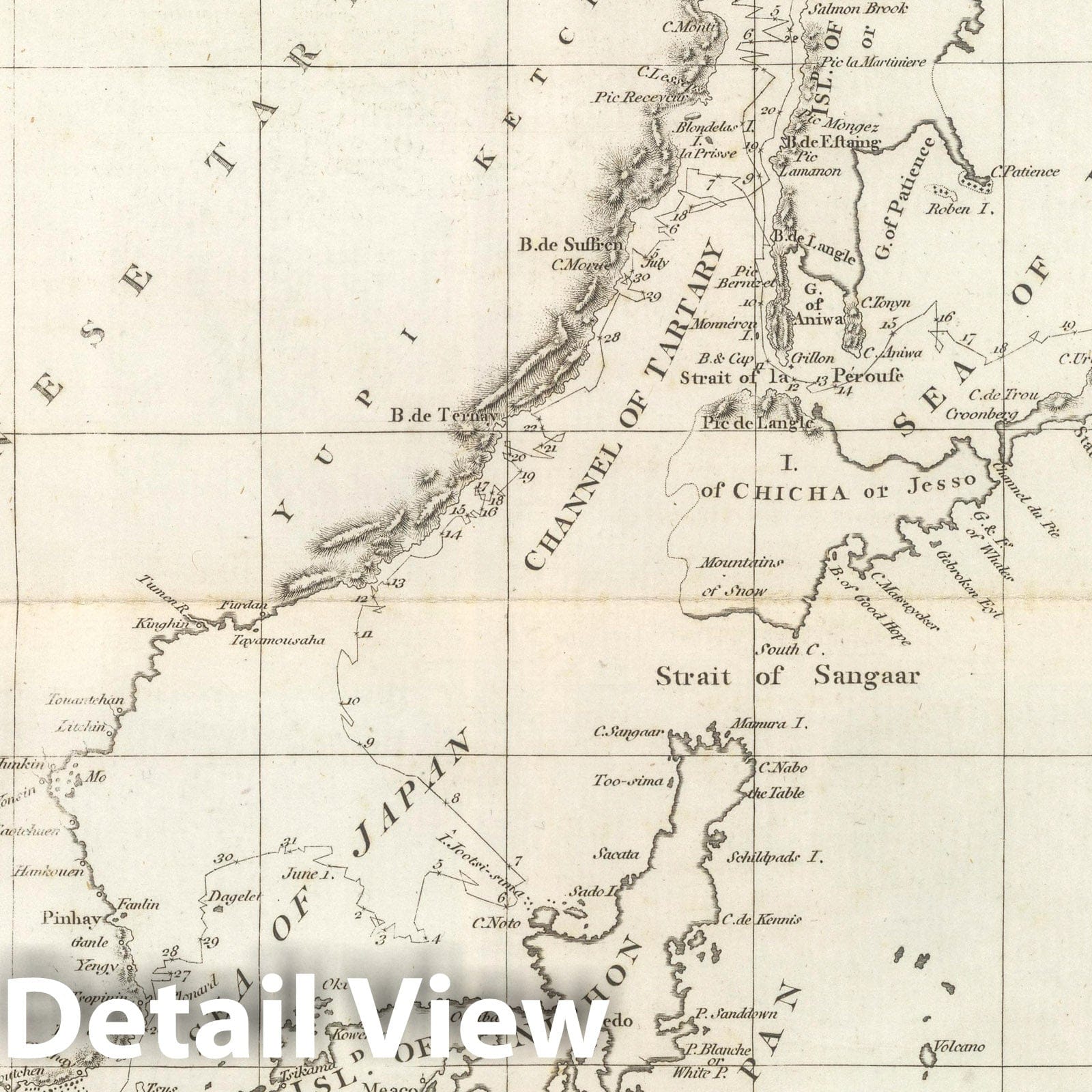 Discoveries in the Seas of China and Tartary Nautical Chart 1799 - Historical Map Print