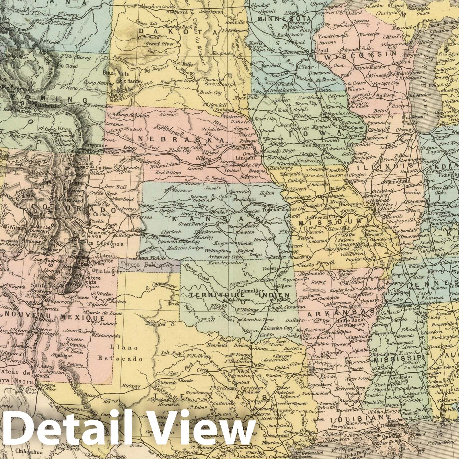 United States - Railroad Map, 1892 - Hand-Colored Historical Map Print