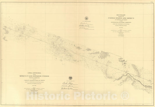 Historic Map : Mexico, Northern Mexico 1901 Linea Divisoria Entre Mexico Y Los Estados Unidos. No. 12. , Vintage Wall Art