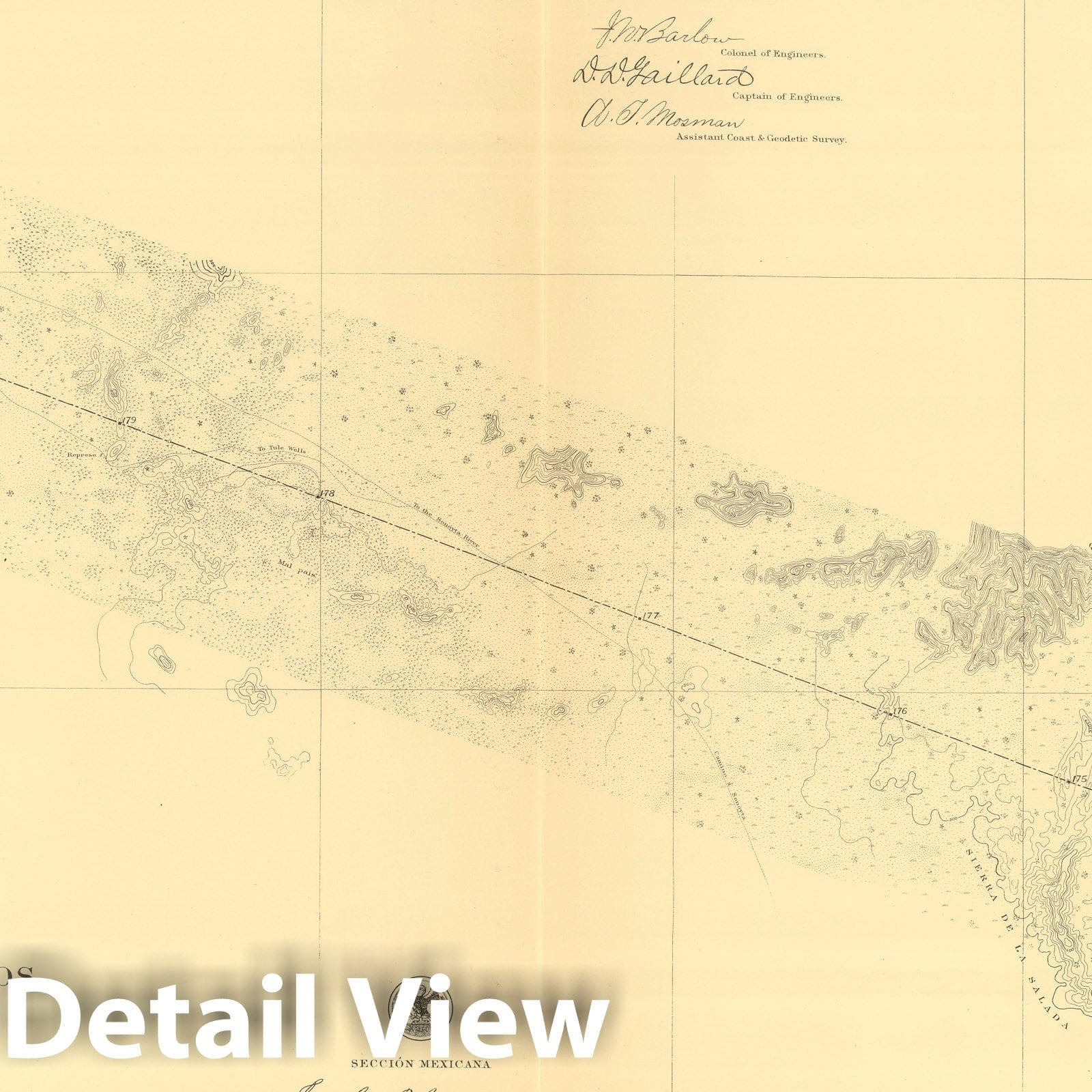 United States-Mexico Boundary - Plate No. 12, 1901 - Historical Map Print