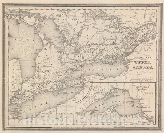 Historic Wall Map : 1848 Canada West (Upper). - Vintage Wall Art